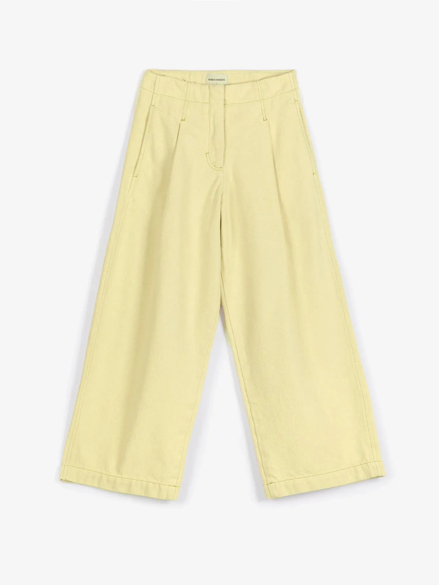 Bobo Choses Light Yellow twill pleated barrel pants bukser XS-XL lysegul