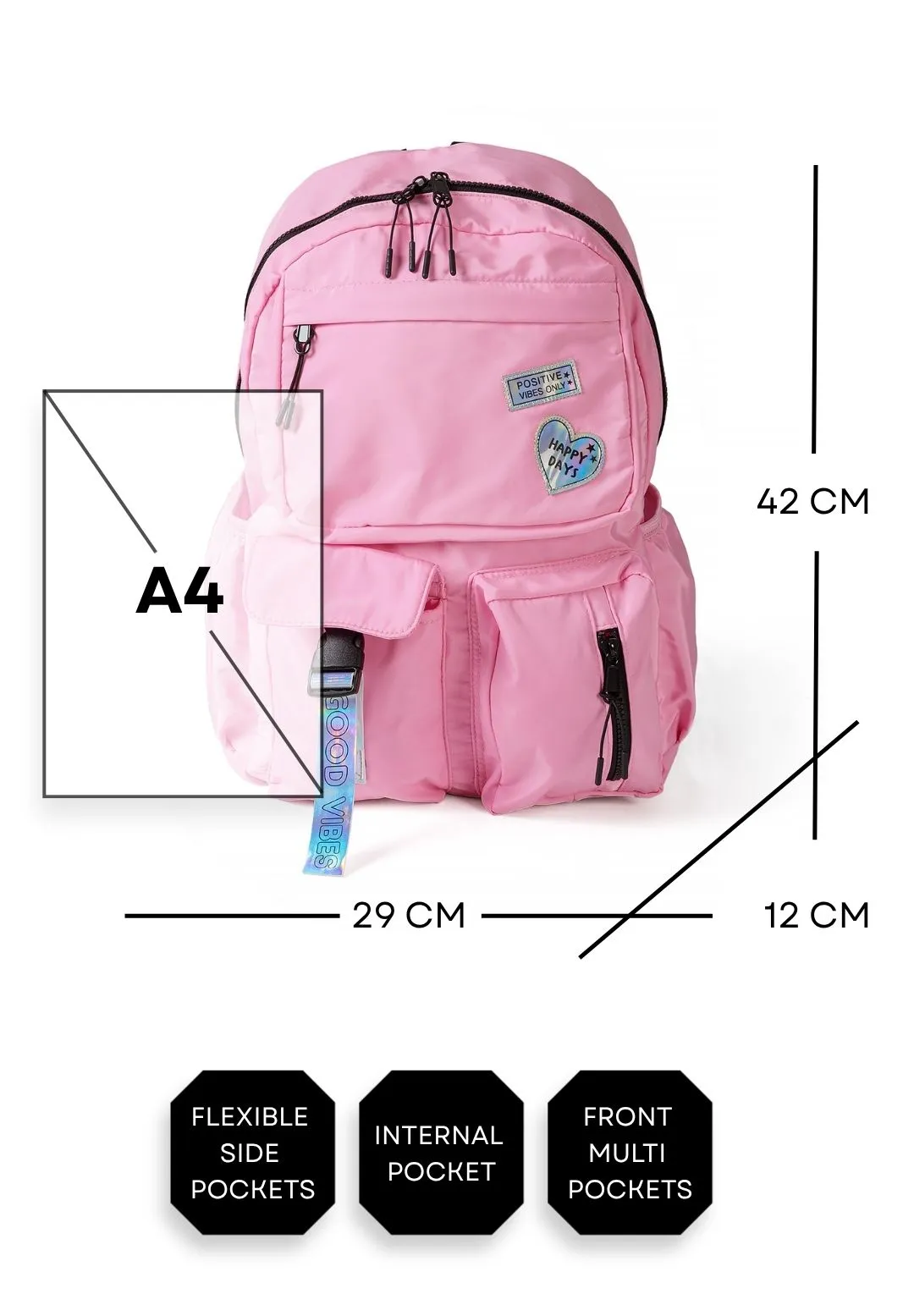 Minoti 45930 rygsæk lyserød badges pige