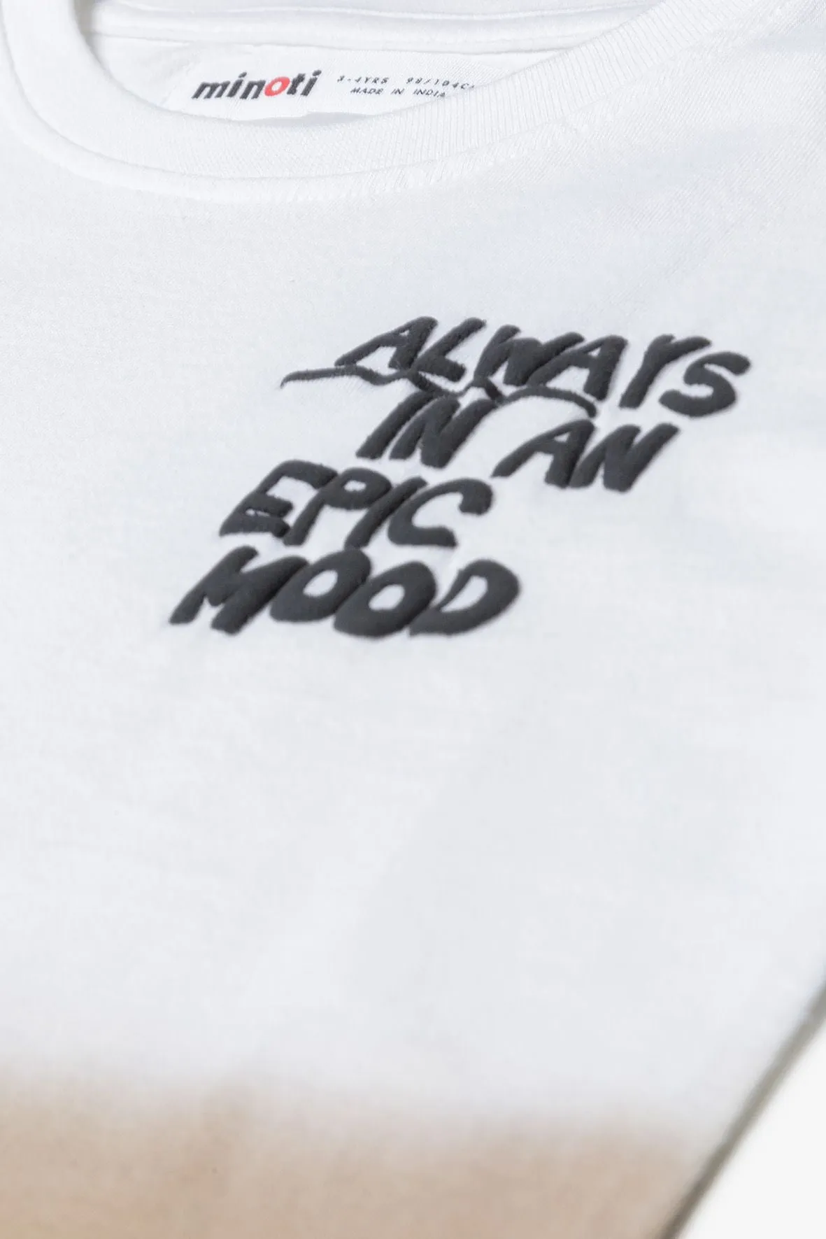 Minoti 38253 T-shirt til drenge hvid brun bomuld