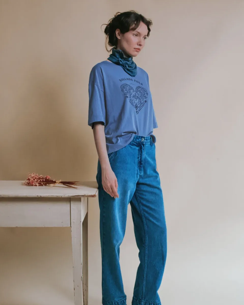 Emile et Ida Ballade Folk Elly T-shirt blå oversize