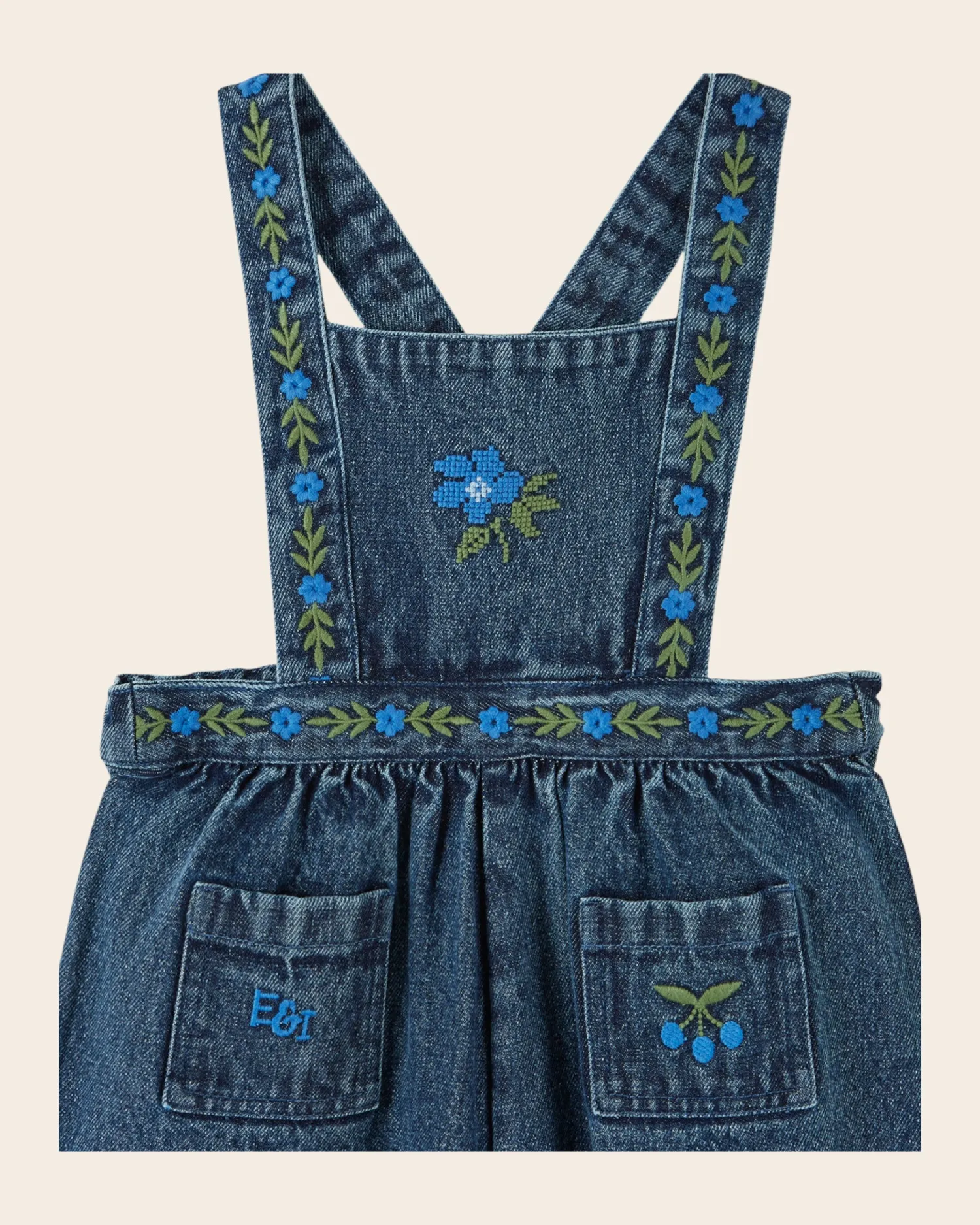 Emile et Ida Fleurs brodées smækbukser denim blå