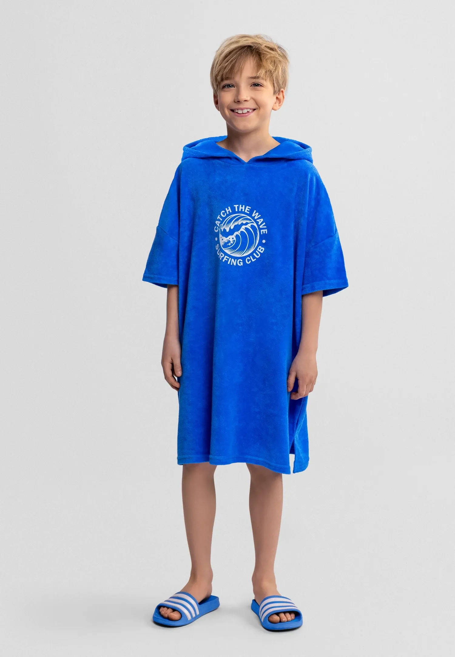 Minoti 44524 strandponcho blå frotté til drenge