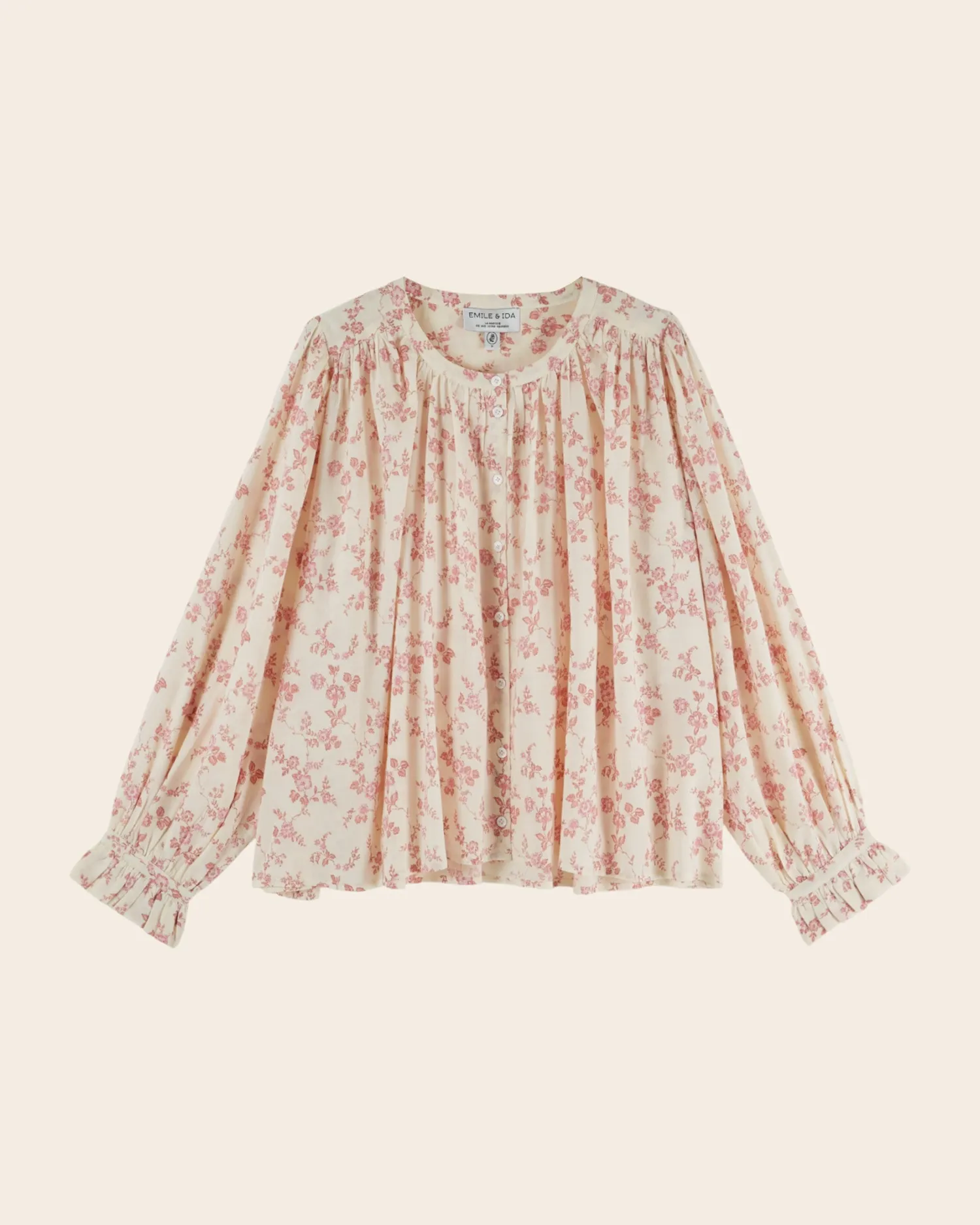 Emile et Ida Edounia Rosalie blouse ecru rosa økologisk