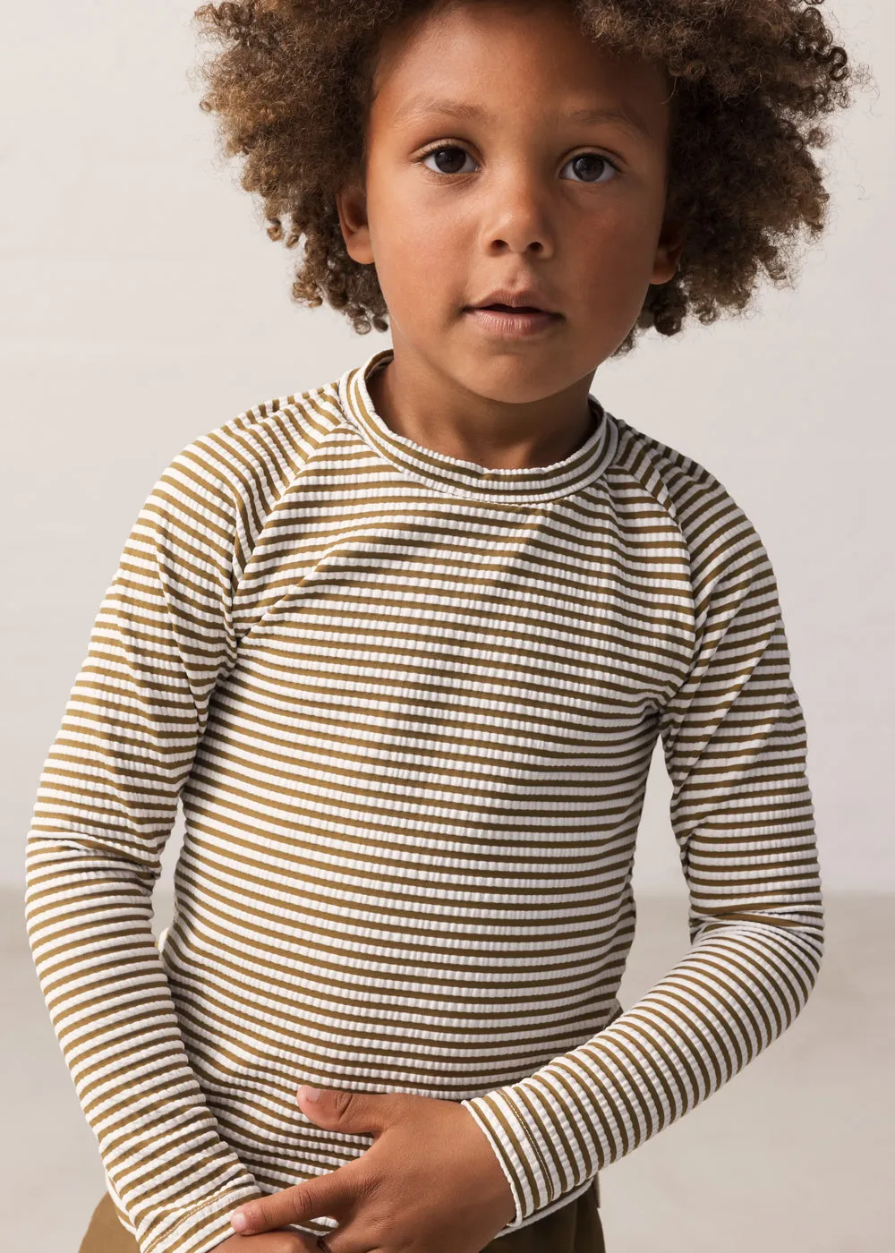 MarMar Swean Tee badetrøje Dark Bronze Stripe UPF 40+