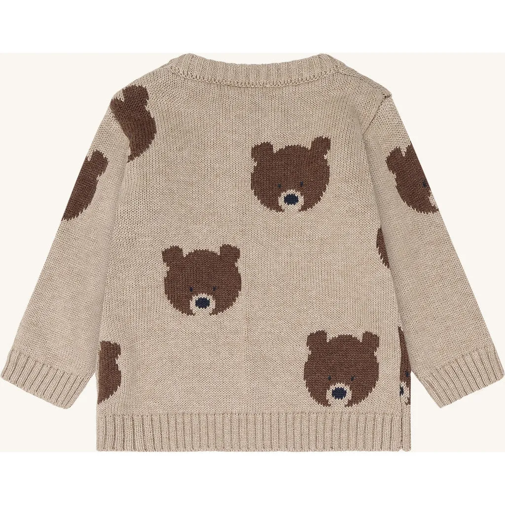 Hust & Claire Pilou Bear striktrøje Beige Melange økologisk