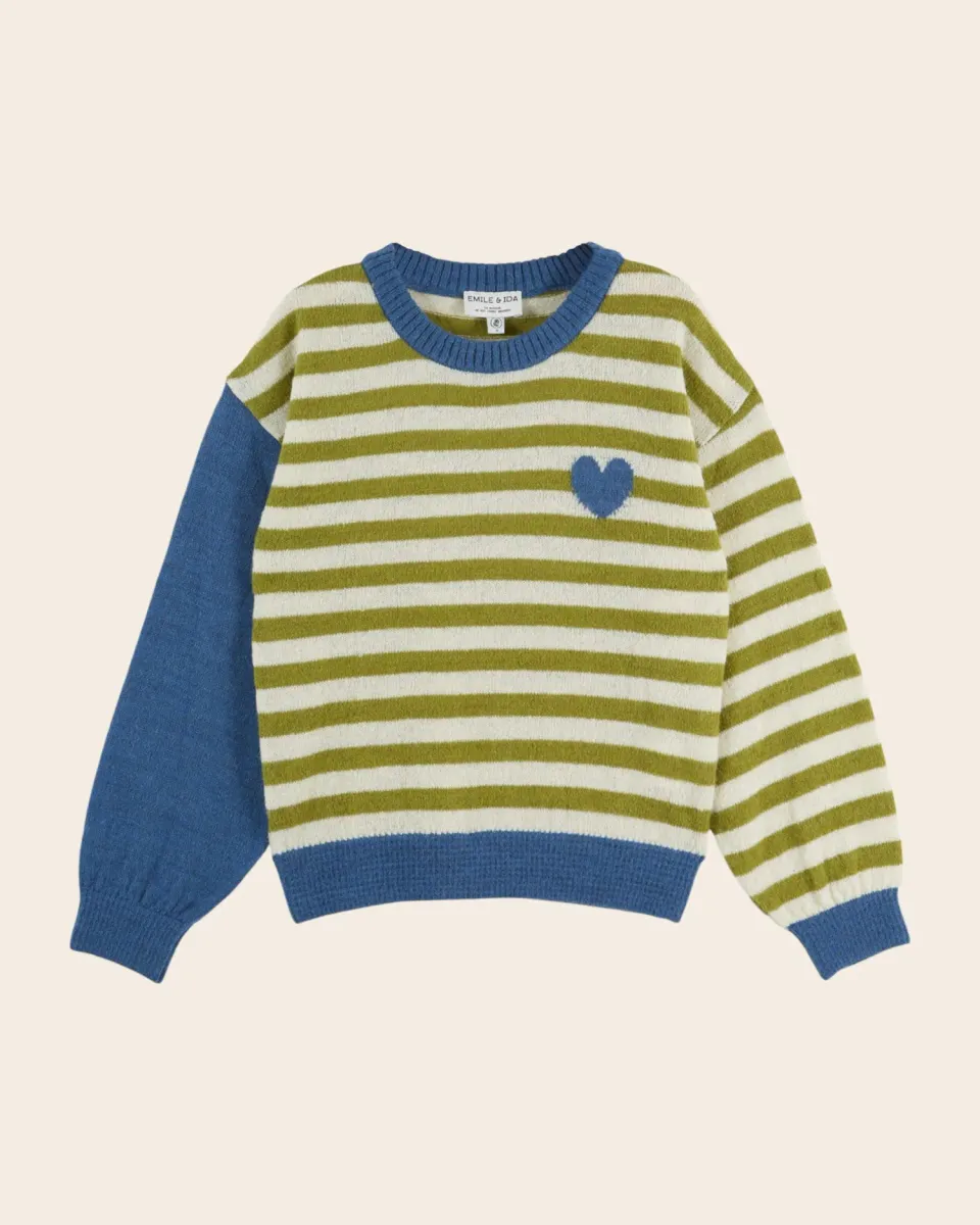 Emile et Ida Edmond pullover grøn stribet alpaka