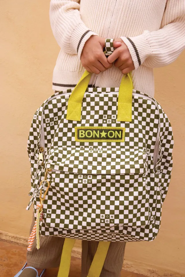Bonton Damier Vert rygsæk grønternet bomuld