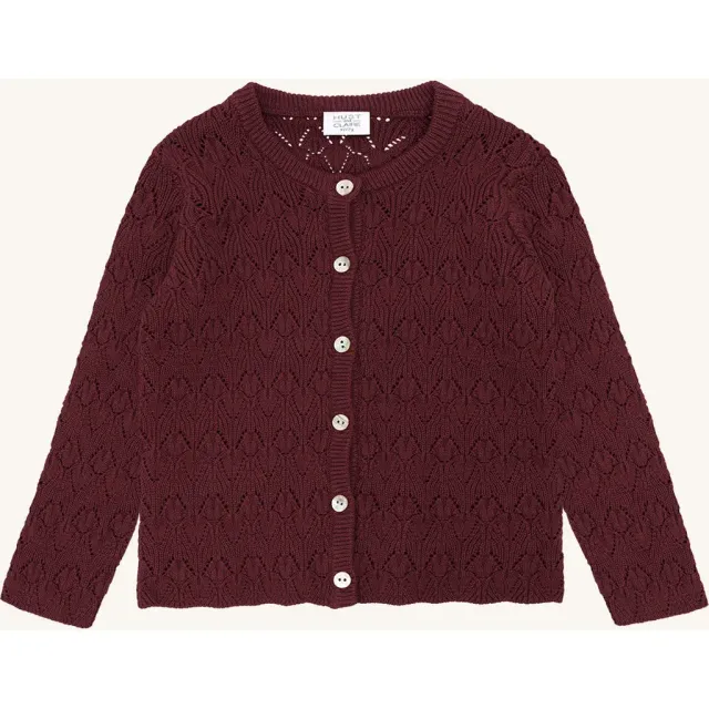 Hust & Claire HCCilja Pointelle cardigan New Maroon øko