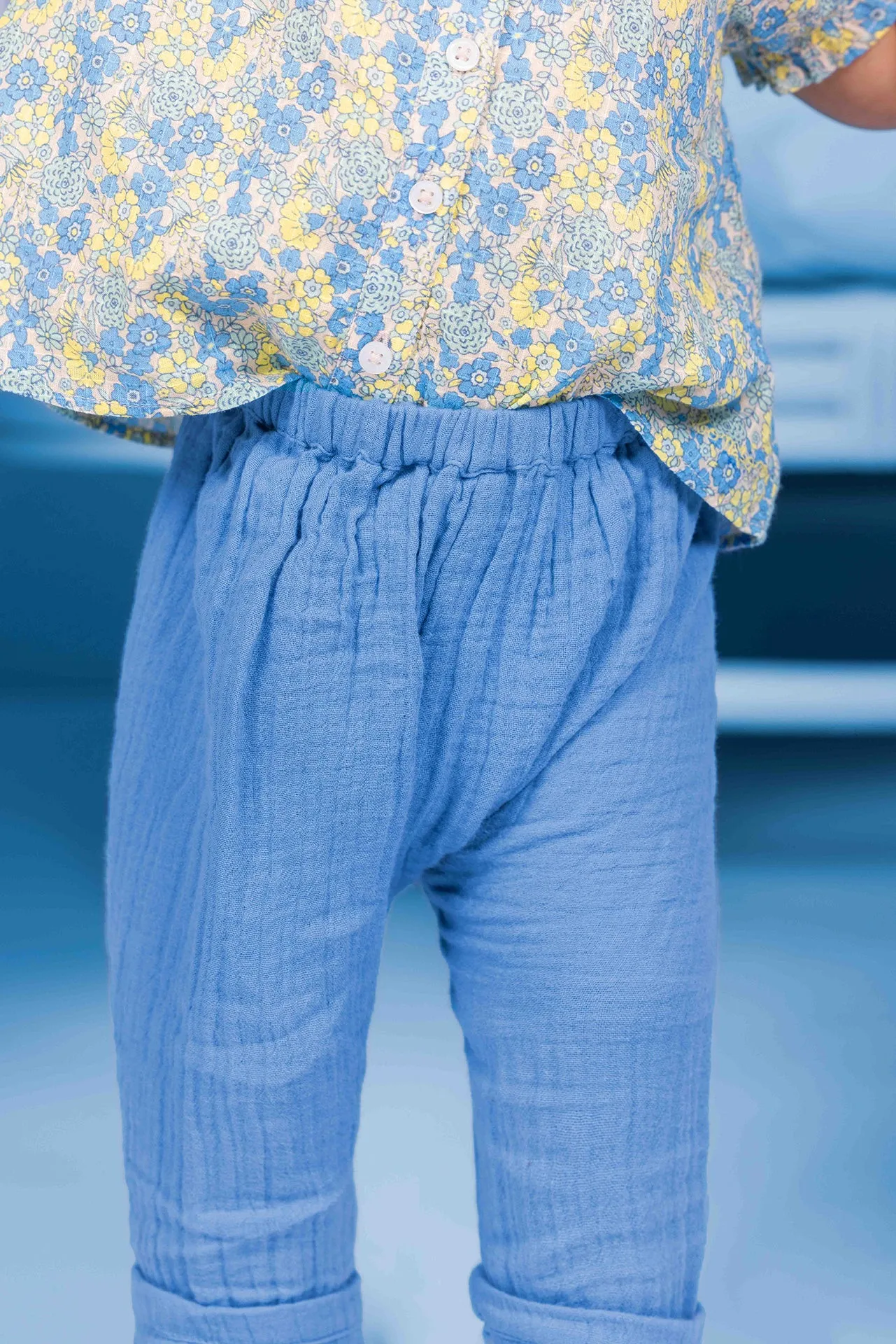 Bonton Laos Bleu Moyen bukser blå bomuldsgaze