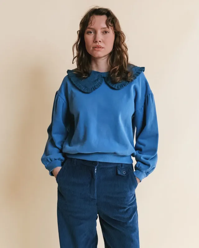 Emile et Ida Grand col sweatshirt blå flæsekrave