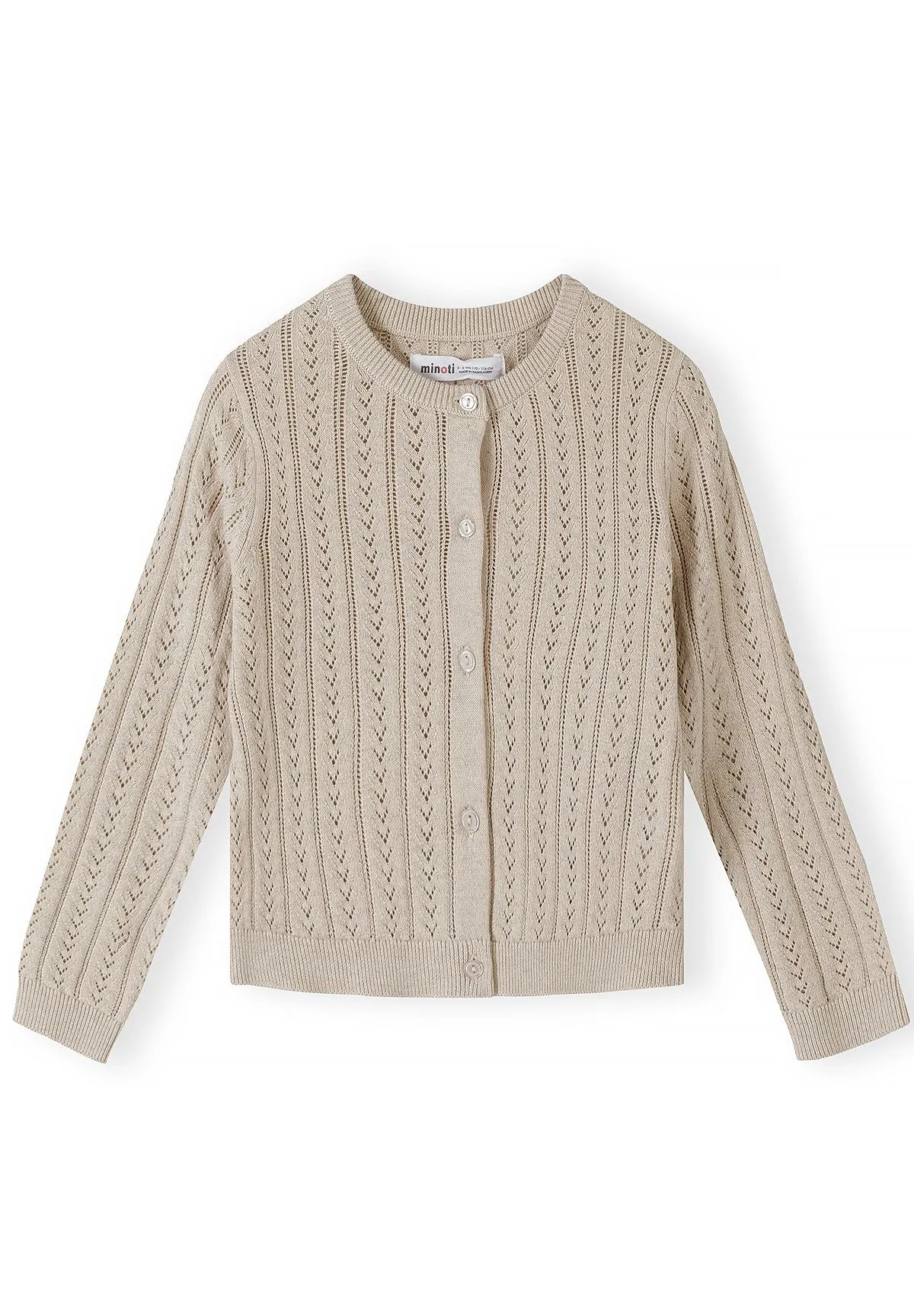 Minoti 45692 strikjakke beige 104 hulmønster