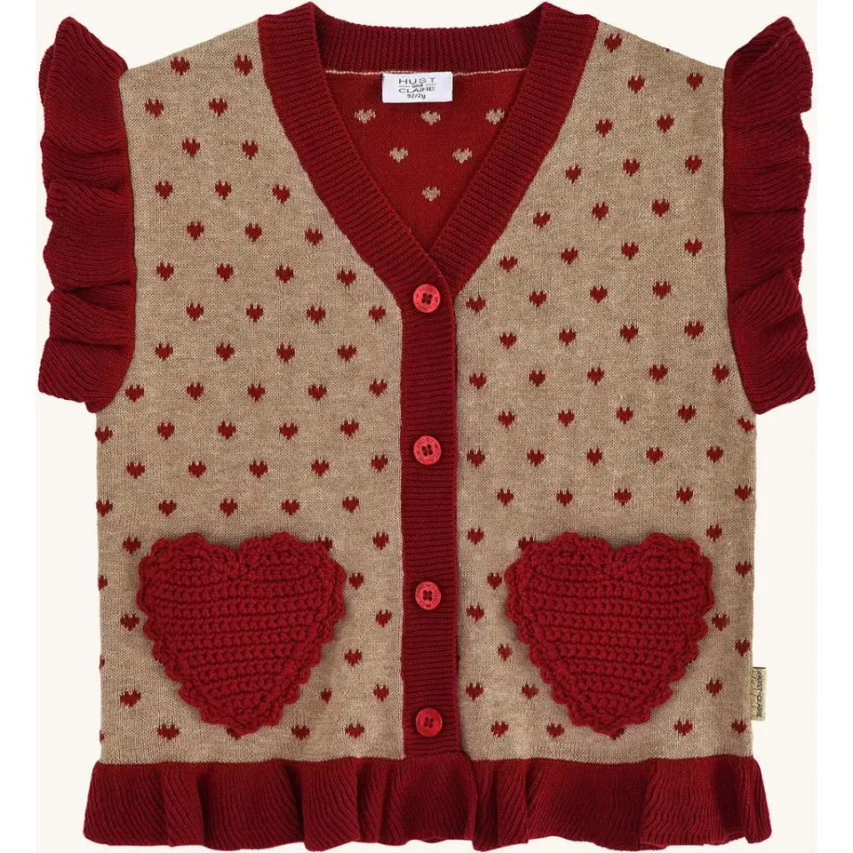 Hust & Claire Elli Hearts pullover Biscuit økologisk
