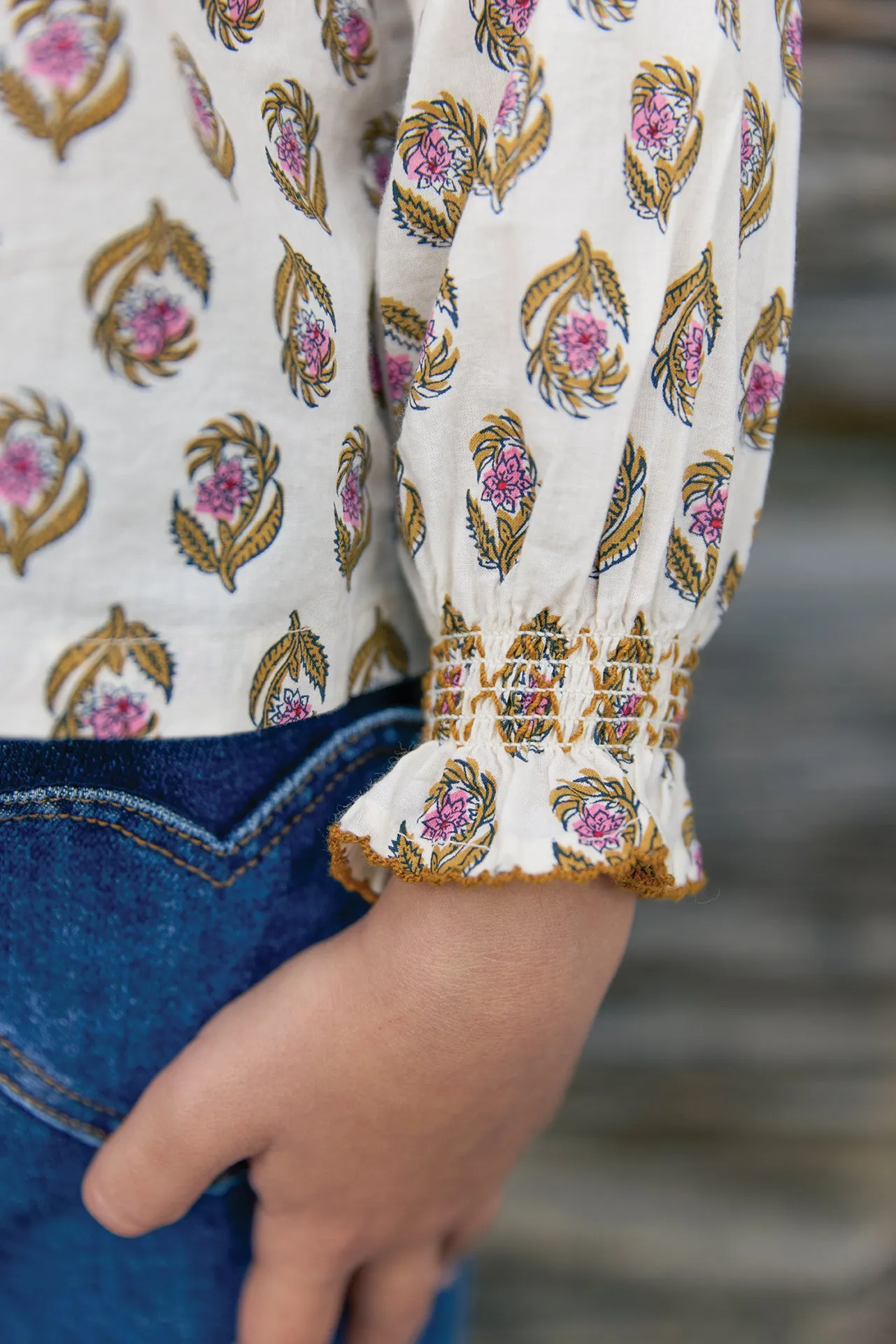 Bonton Figue Blockprint Skjorte blomstret bomuld