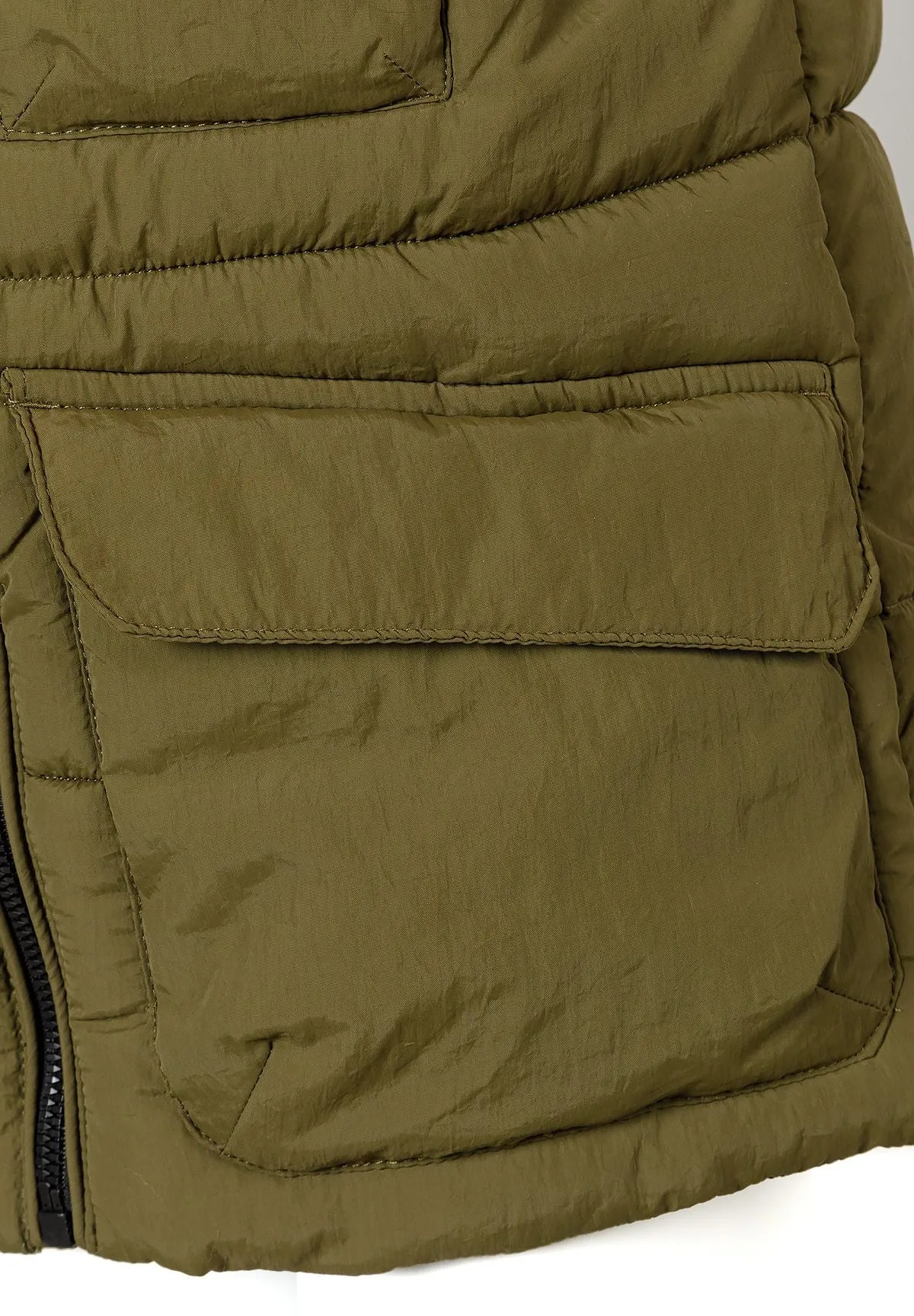 Minoti 44612 quiltet vest olivengrøn til drenge