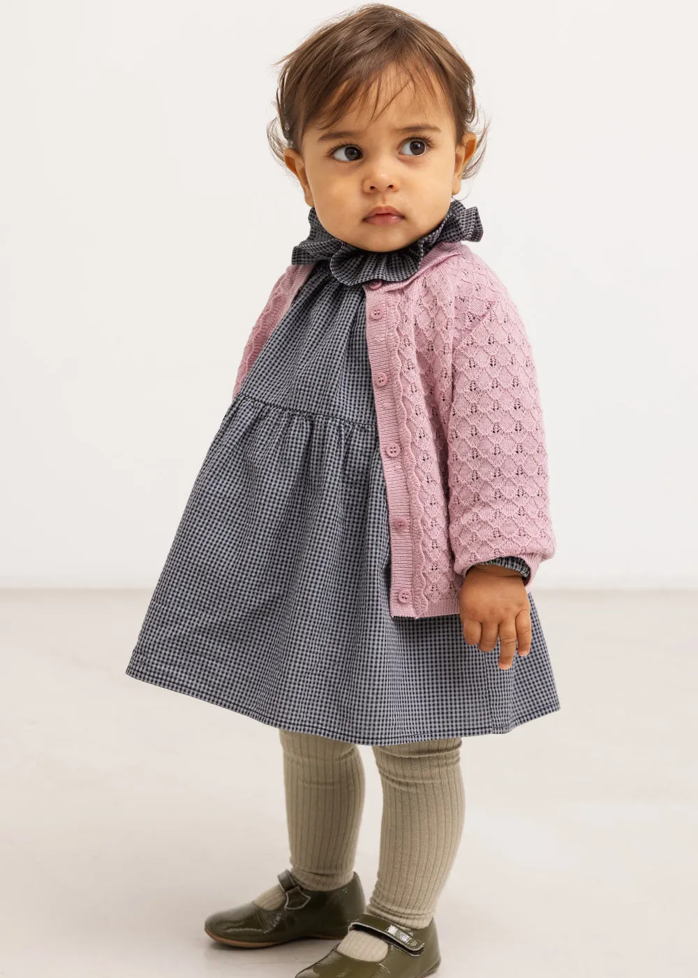 MarMar Dawson Frill kjole Pigeon Blue Check bomuld