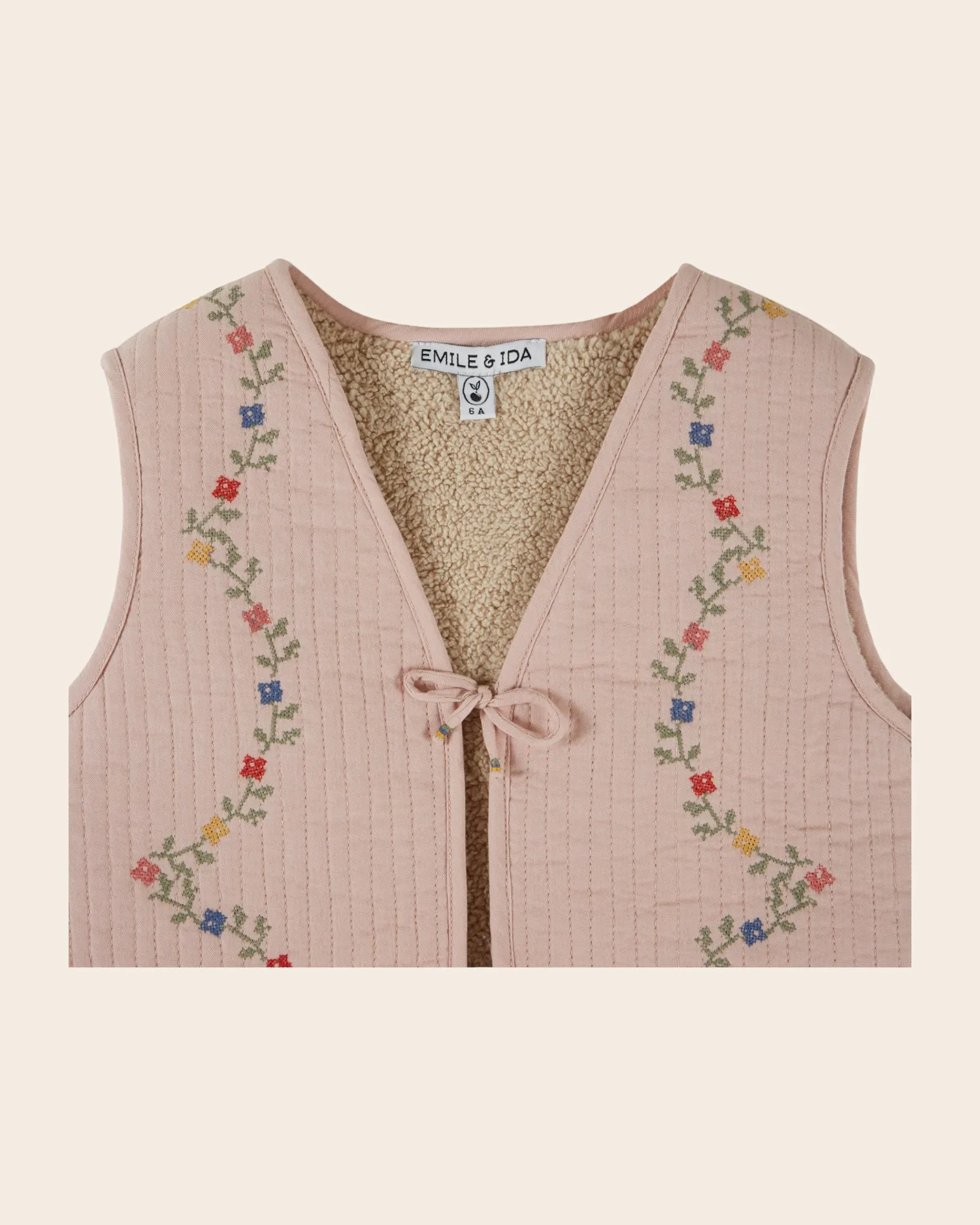 Emile et Ida broderet vest rosa quiltet pige