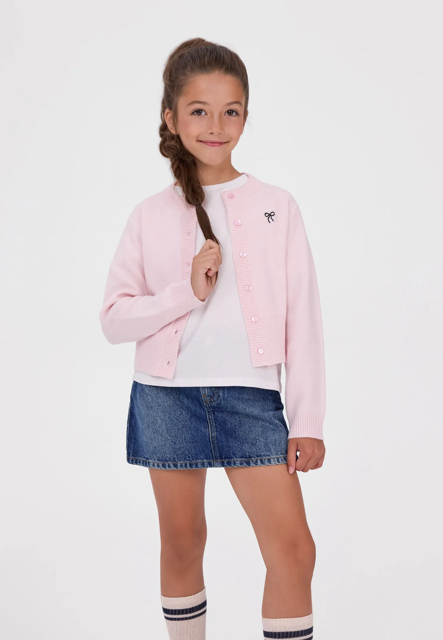 Minoti 45688 cardigan lyserød sløjfe pige