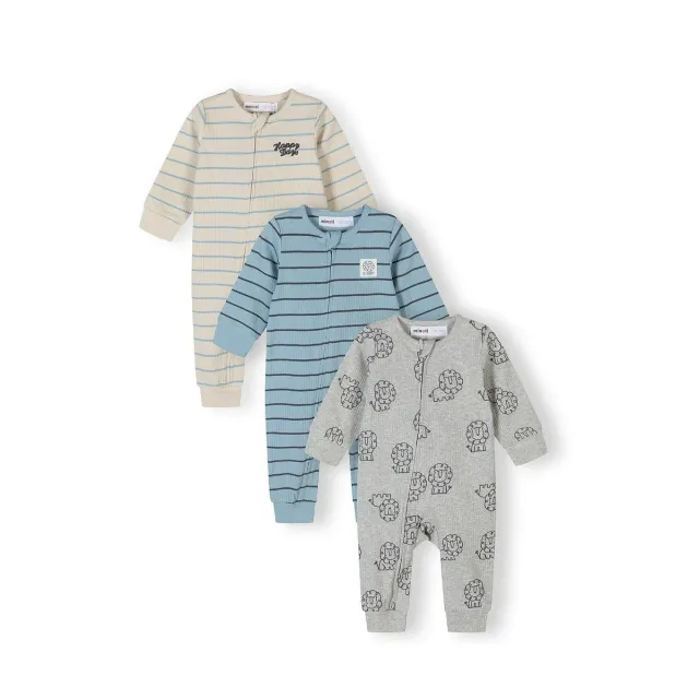 Minoti 44546 sparkedragt blågrå 3-pak baby