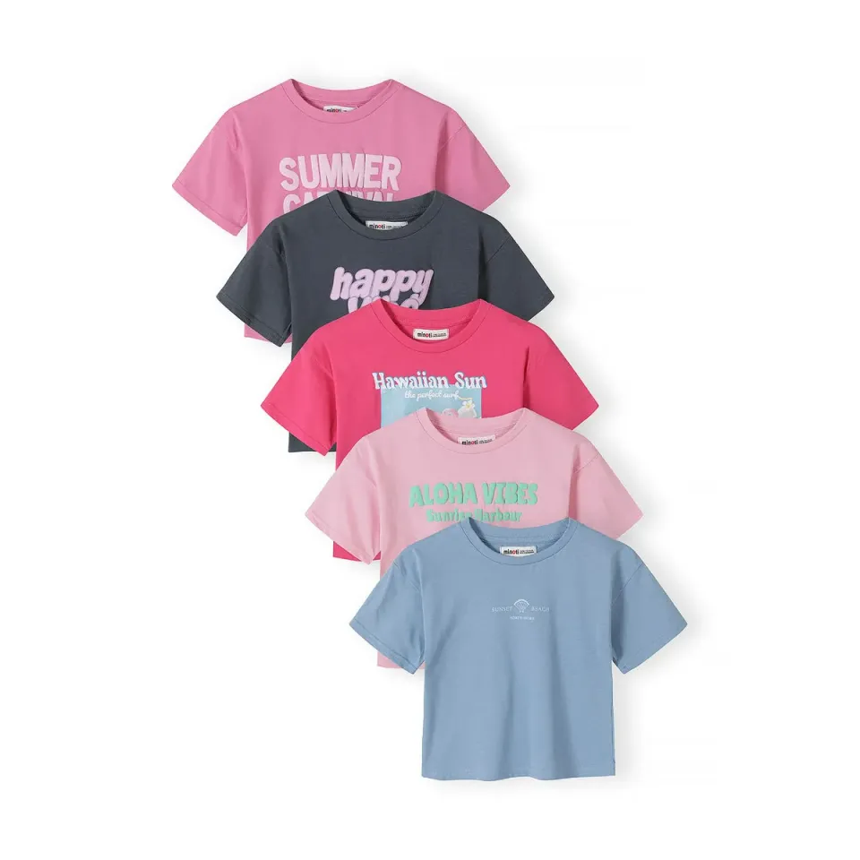 Minoti 44832 T-shirts 5-pak til piger bomuld