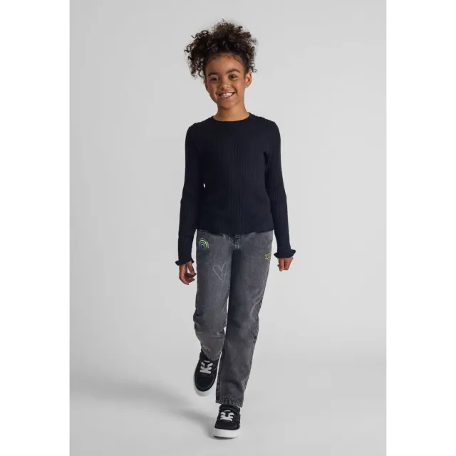 Minoti 43889 ribpullover sort til piger
