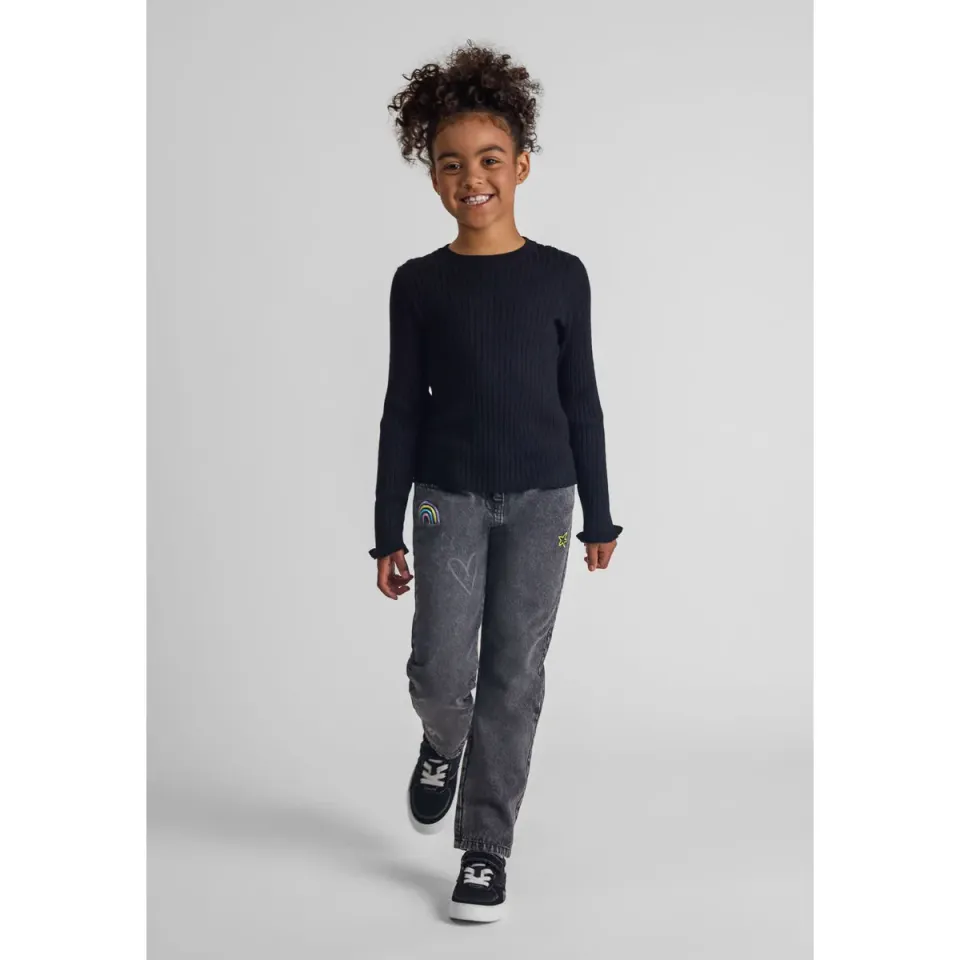 Minoti 43889 ribpullover sort til piger