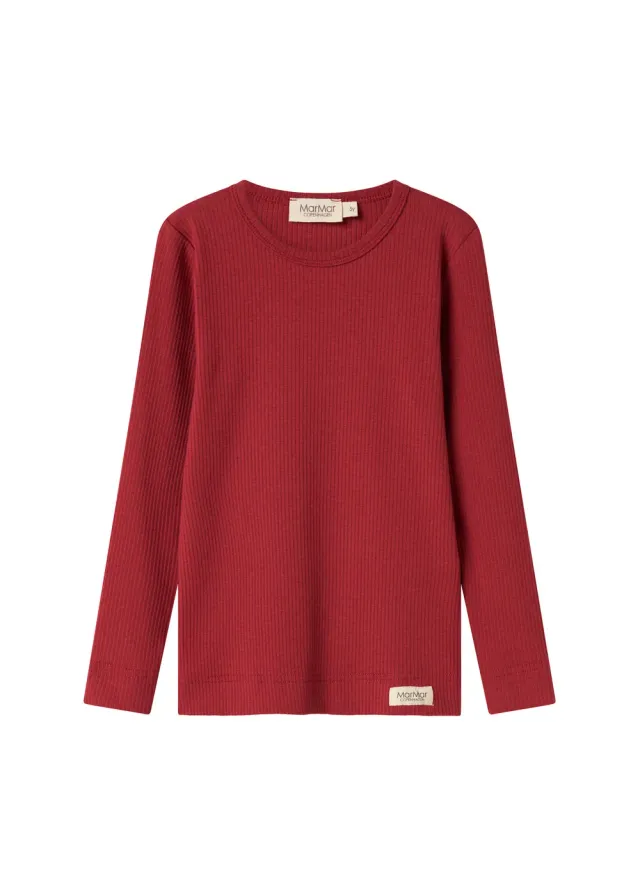 MarMar Plain Tee LS T-shirt Hibiscus Red rib
