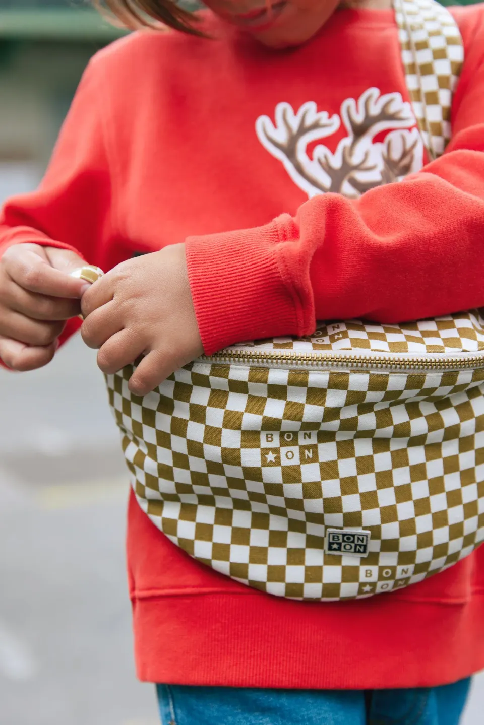 Bonton Banane Damier Noisette bæltetaske TU ternet