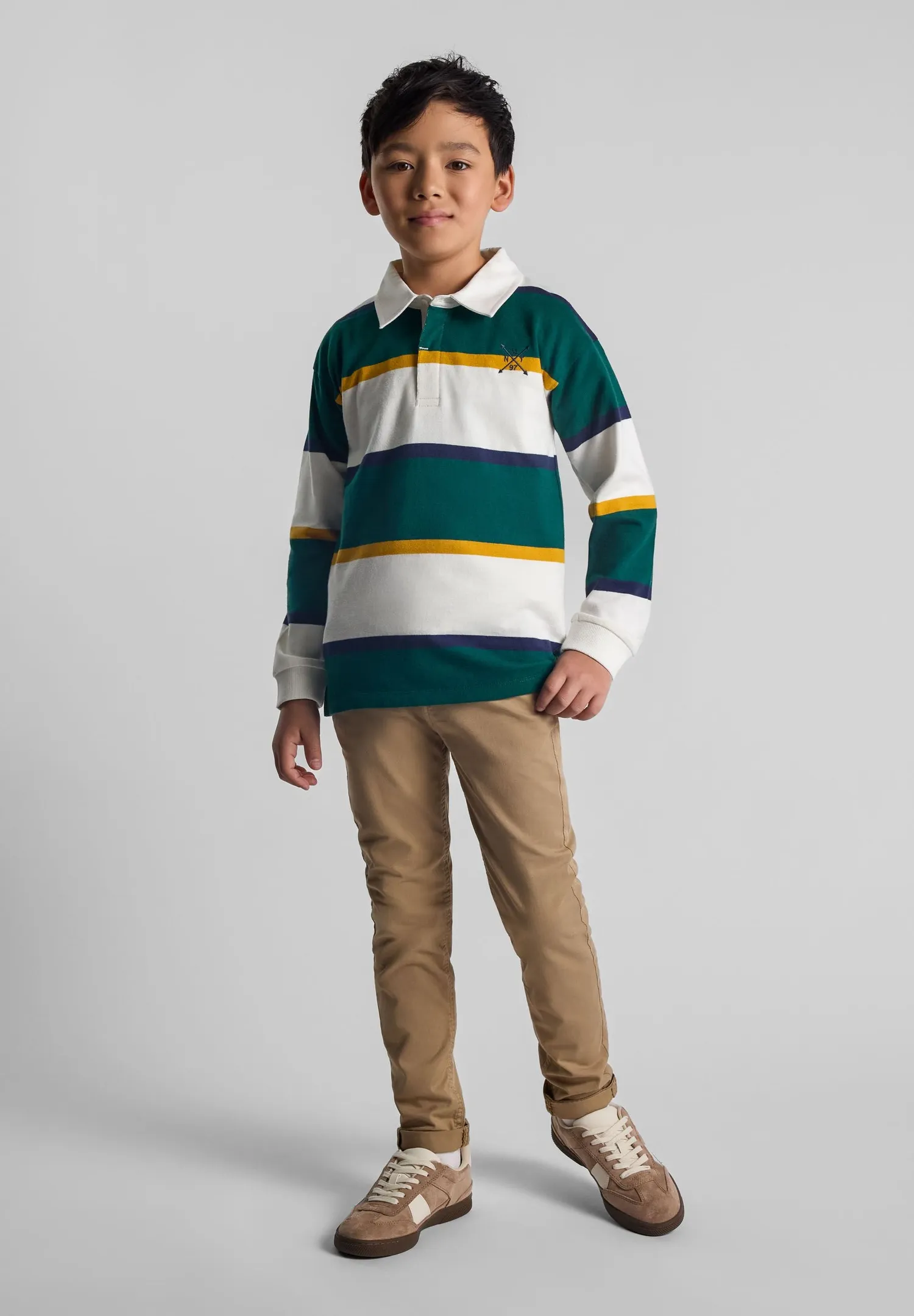 Minoti 44281 polo stribet grøn bomuld drenge