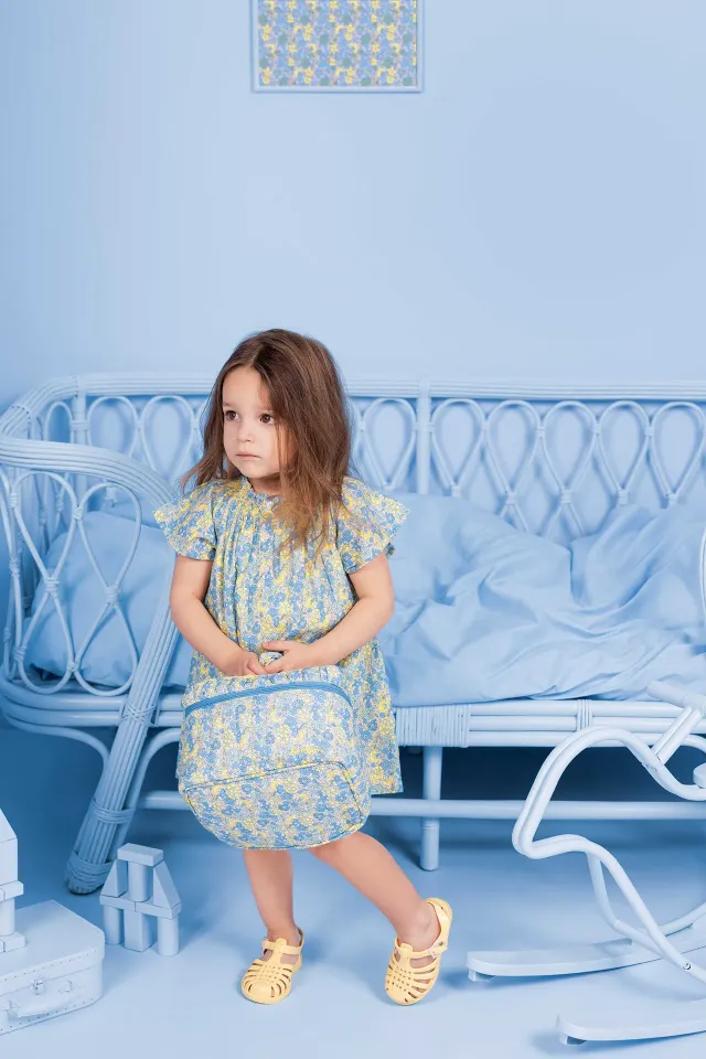 Bonton Noisette Fleur Vintage kjole blå blomstret