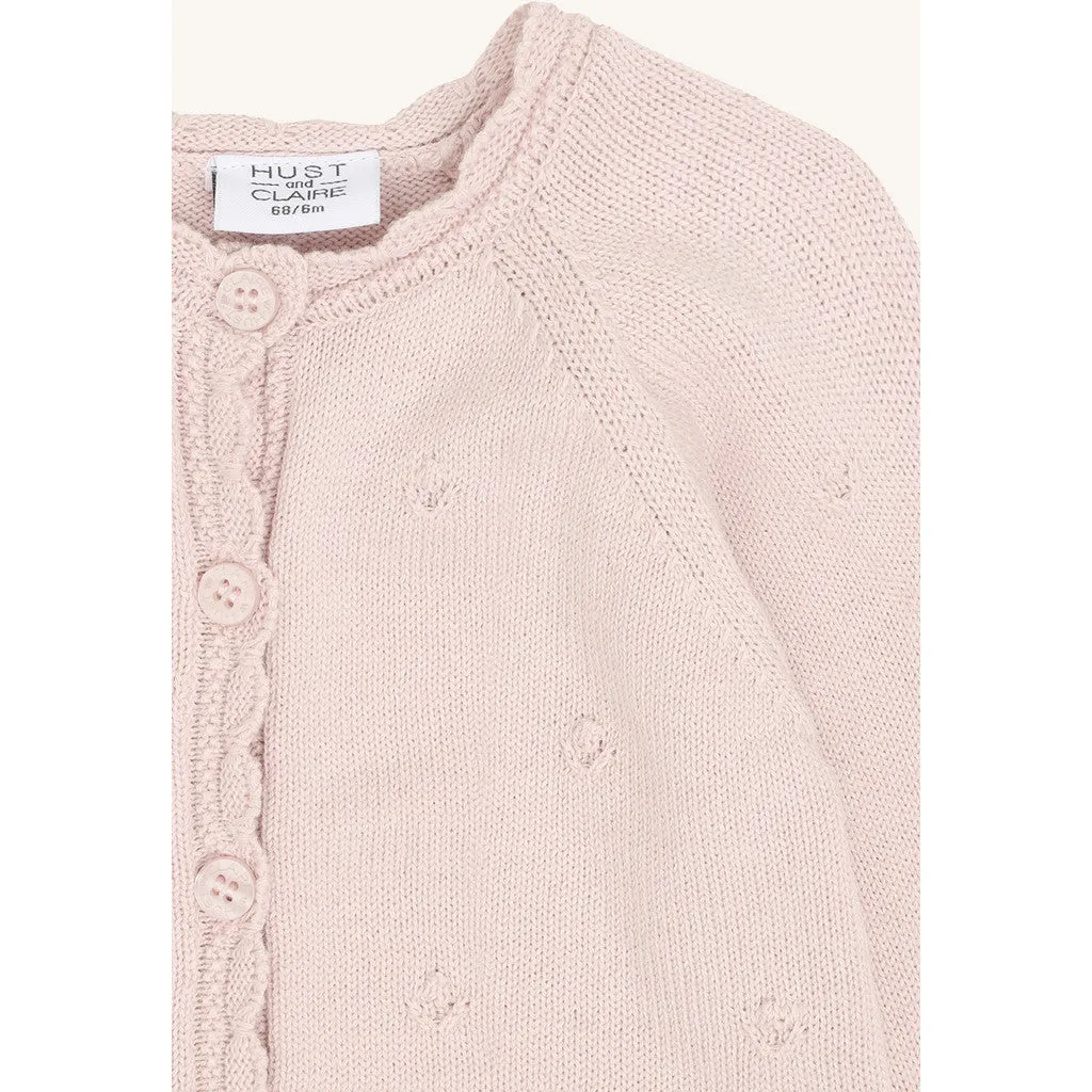 Hust & Claire Cilja Pointelle cardigan Hushed Pink økologisk