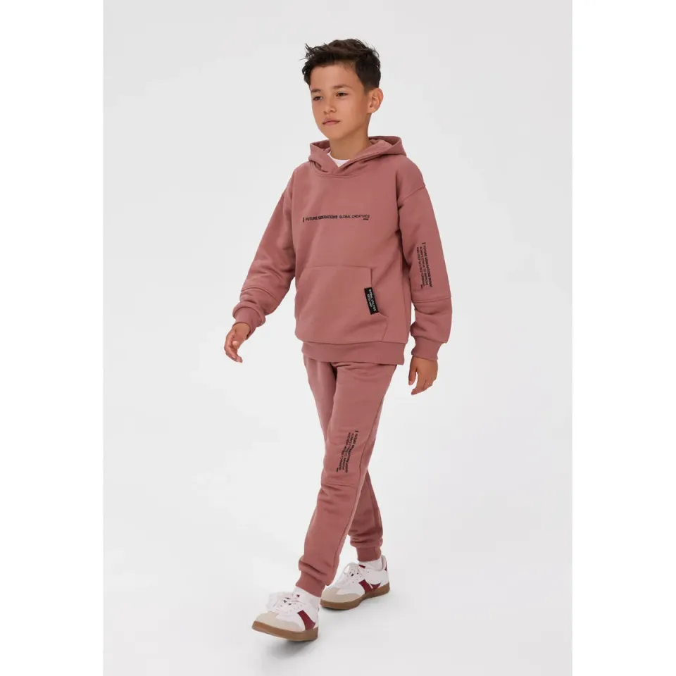 Minoti 44781 joggingtøj hoodie cognac bomuld