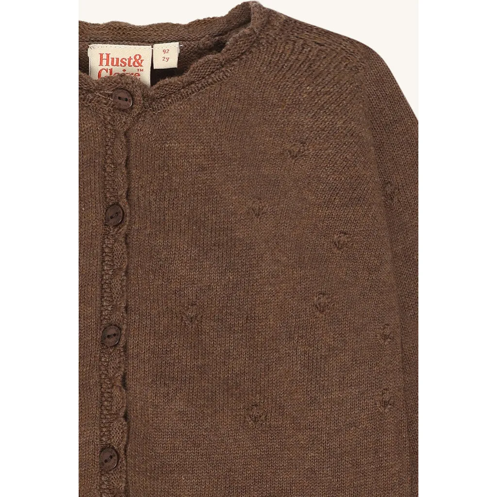 Hust & Claire Cilja Pointelle cardigan Toffee Melange