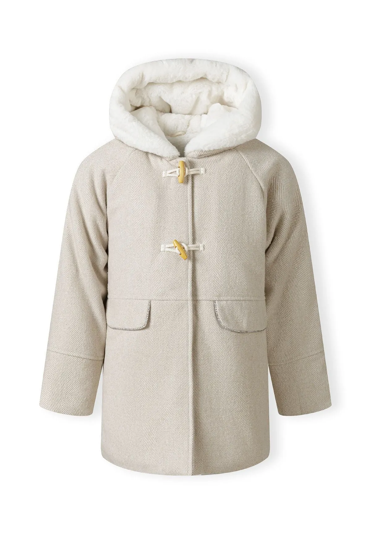 Minoti 41155 dufflecoat sandbeige med hætte til piger