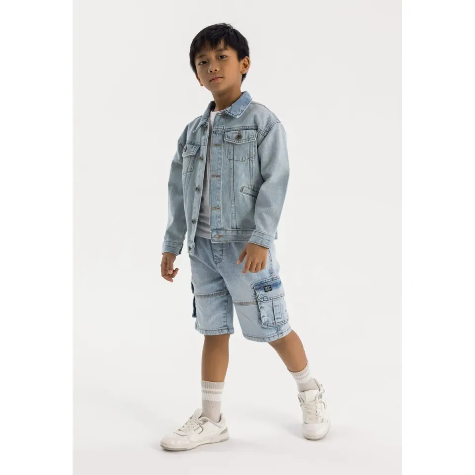 Minoti 42385 cargoshorts lyseblå denim