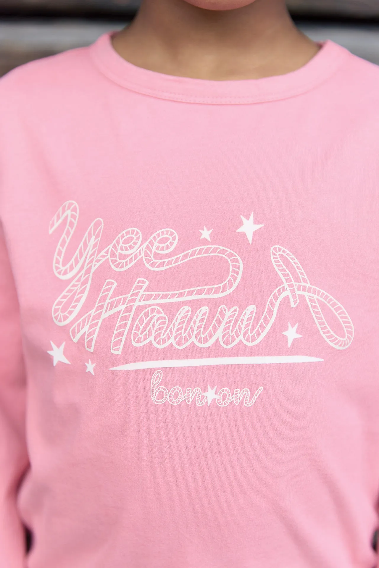 Bonton Titty Yeehaw T-shirt pink langærmet bomuld
