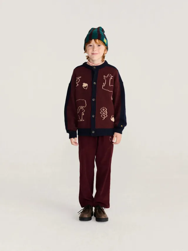 Bobo Choses Curious Owl bukser bordeaux 2-3Y økologisk