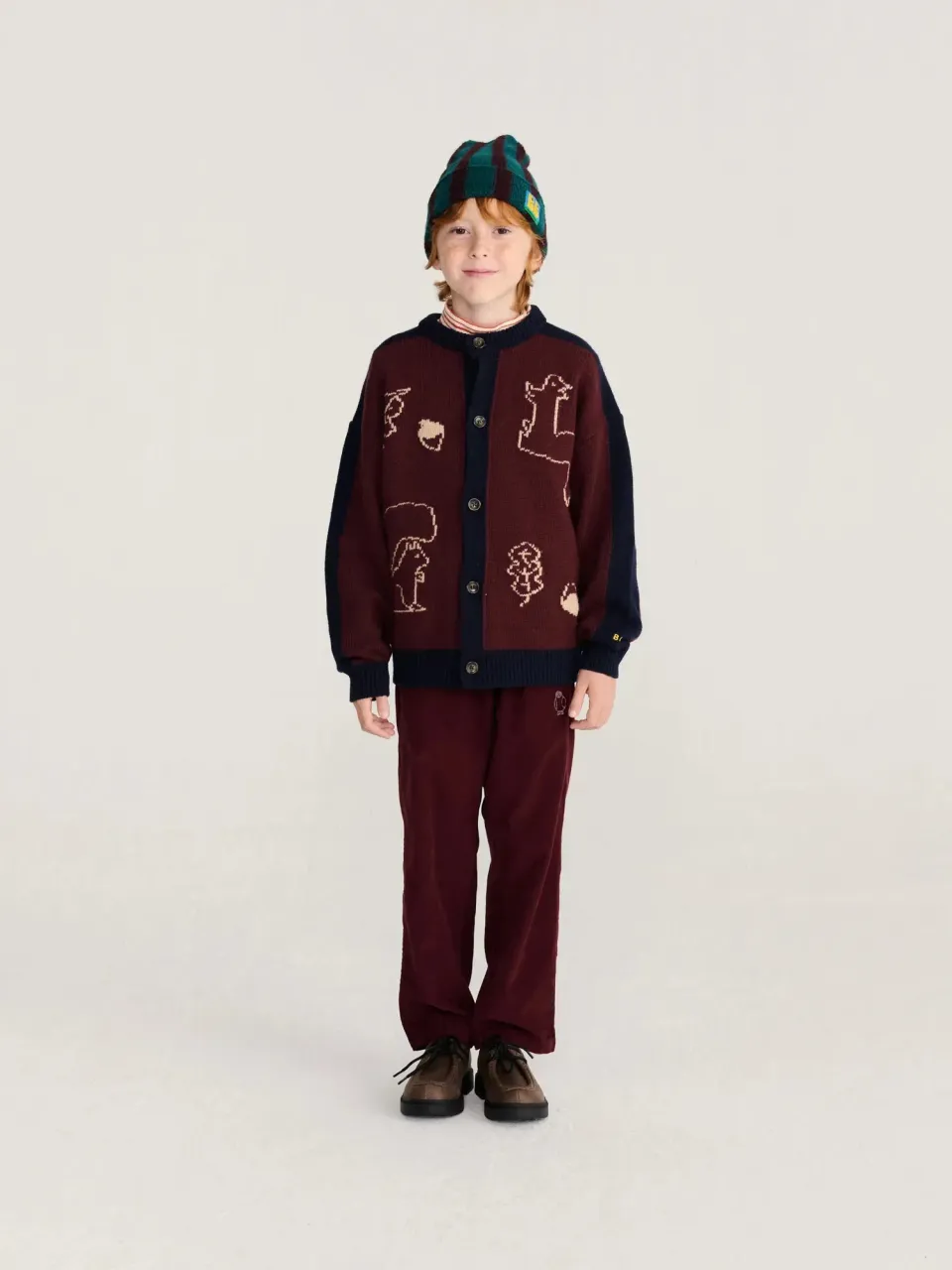 Bobo Choses Curious Owl bukser bordeaux 2-3Y økologisk