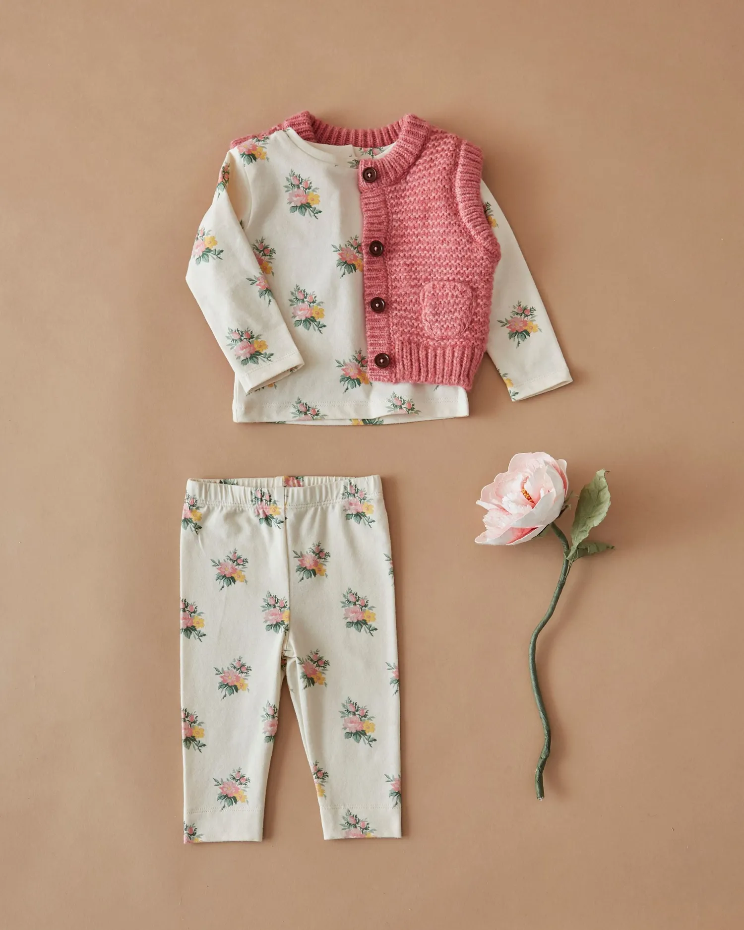 Emile et Ida Fleuri leggings ecru blomstret