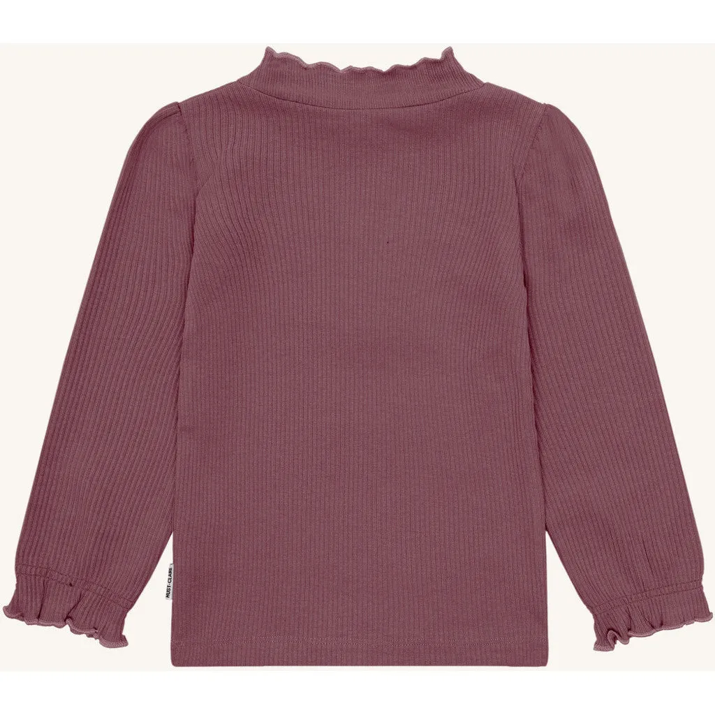 Hust & Claire HCAmma Solid bluse langærmet plum flæse