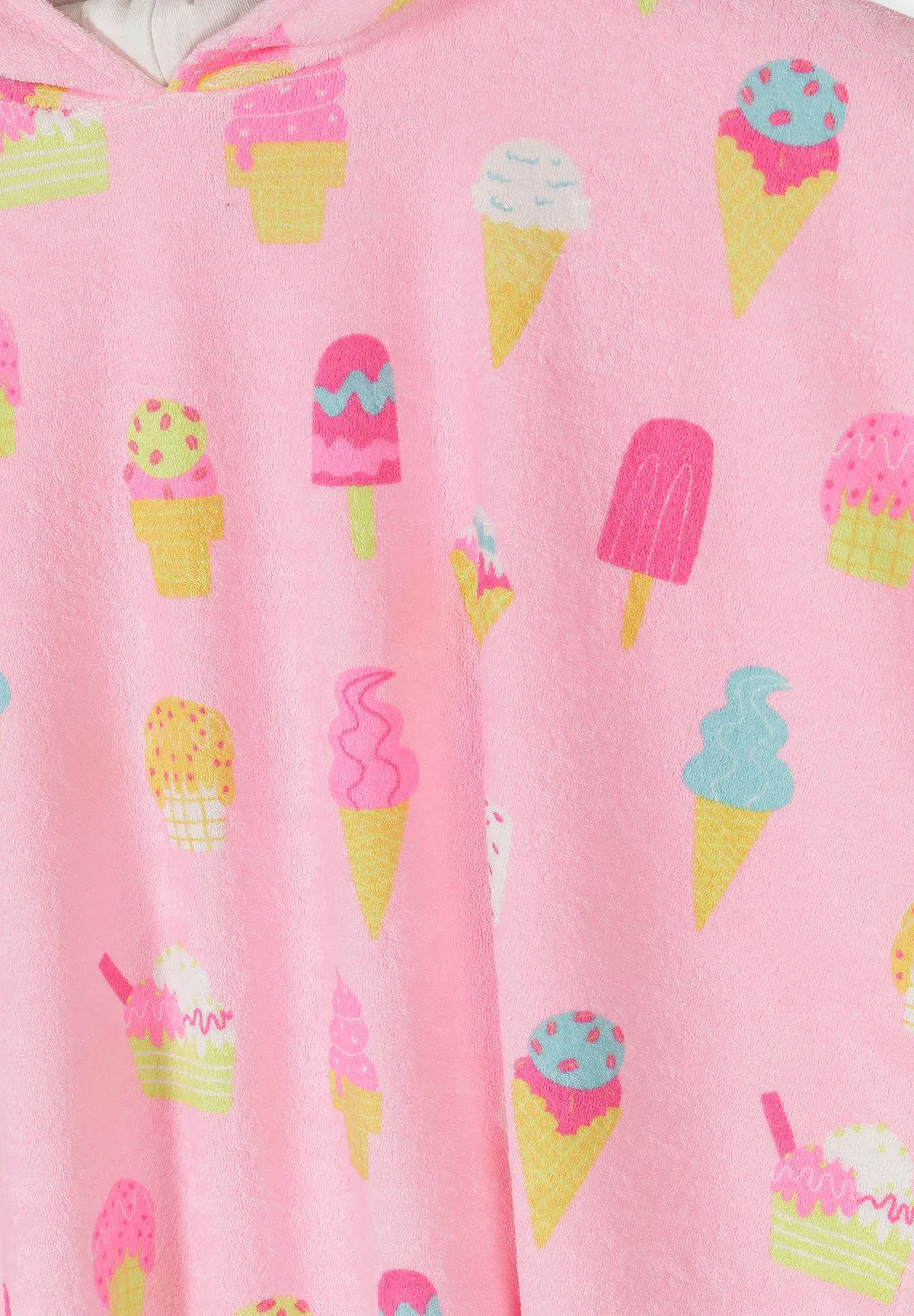 Minoti 44495 strandponcho rosa frotté