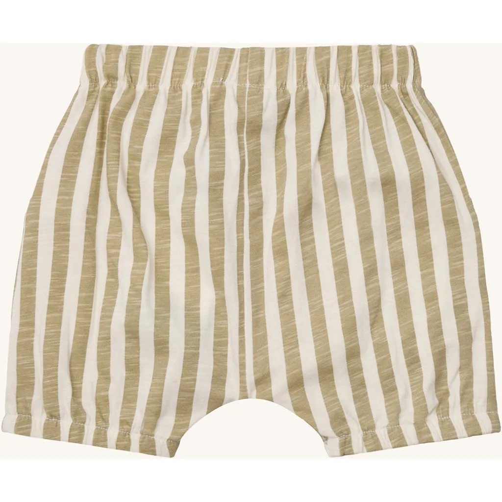 Hust & Claire Halvor Striped shorts green bone økologisk