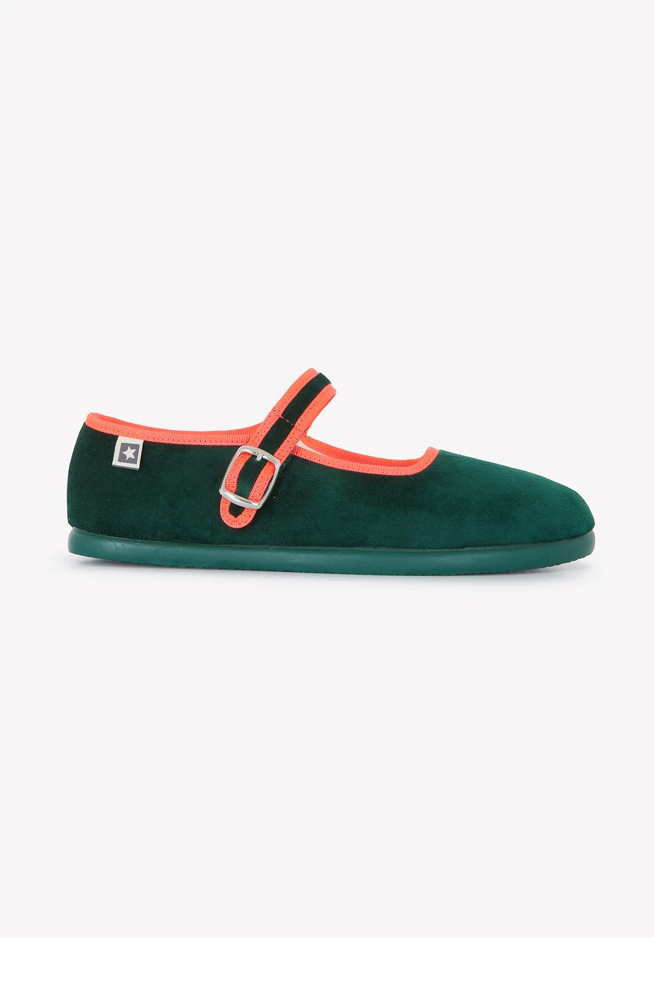 Bonton Jane Vert ballerina sko grøn fløjl