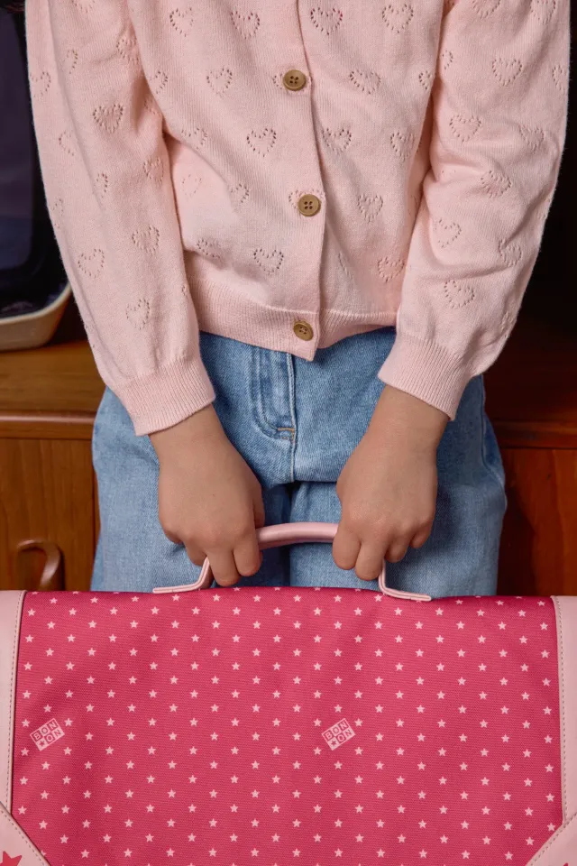 Bonton Lilou cardigan lyserød hjerter bomuld