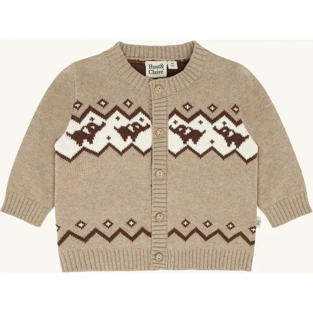 Hust & Claire Charli Elephant strikcardigan Biscuit økologisk bomuld