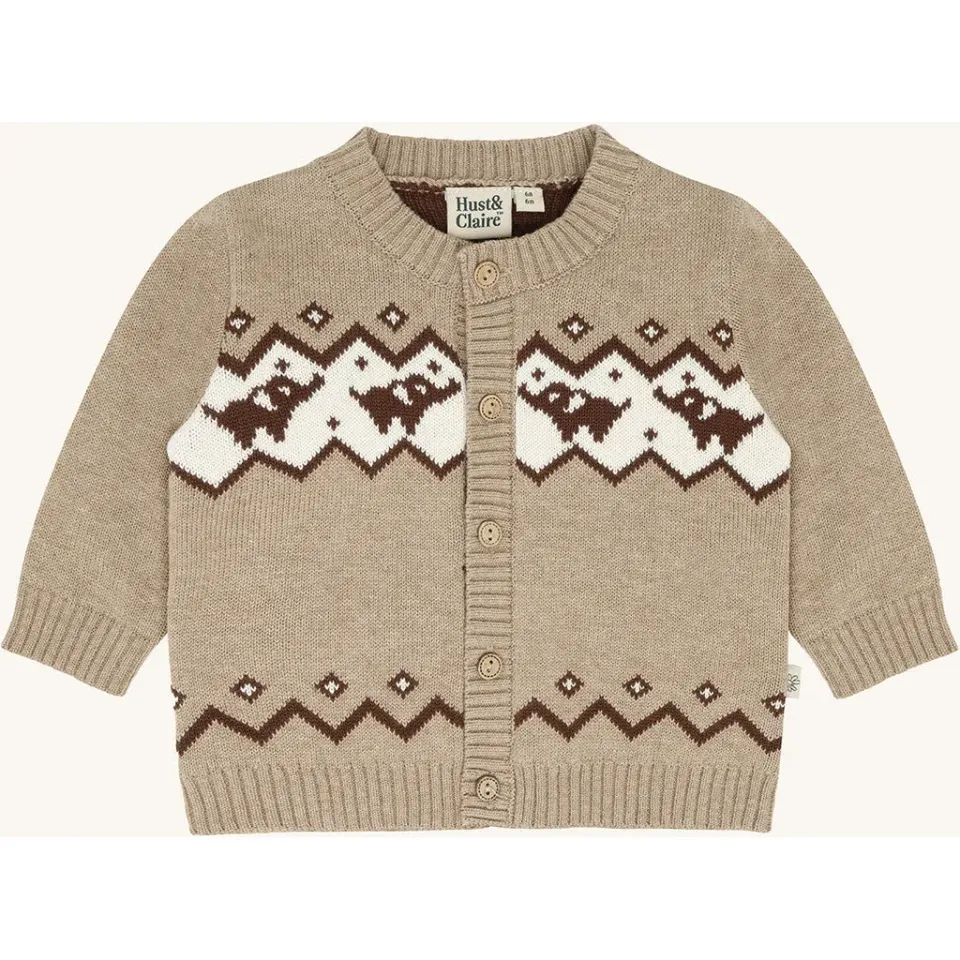 Hust & Claire Charli Elephant strikcardigan Biscuit økologisk bomuld