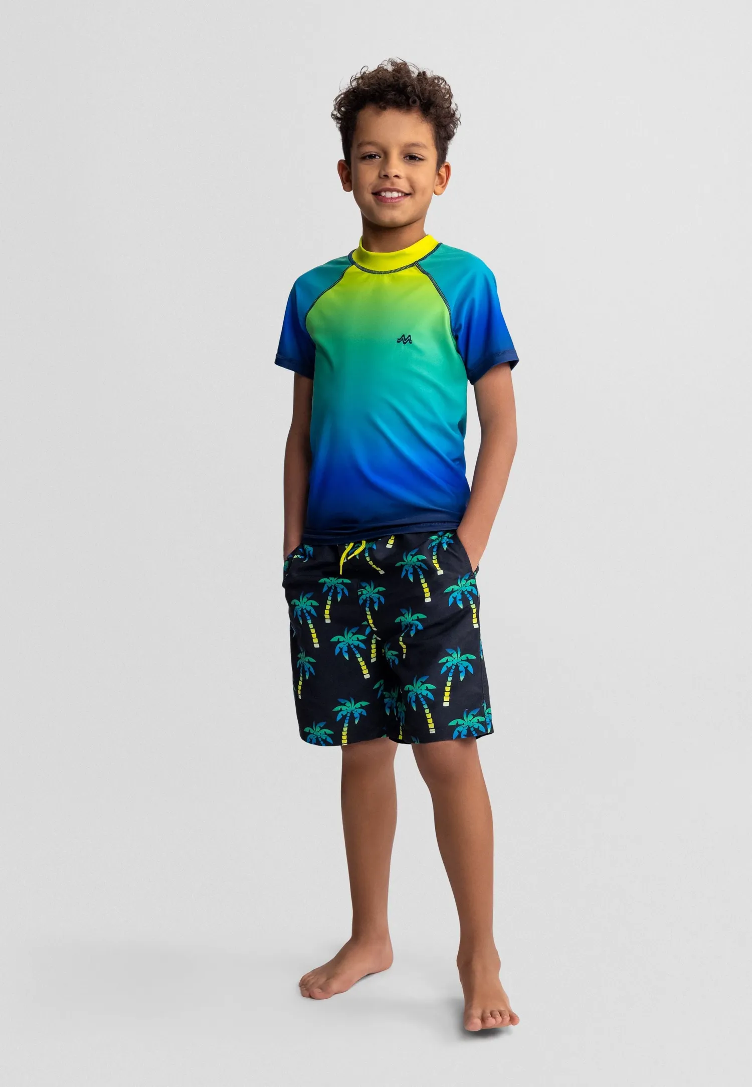 Minoti 44509 Badeshorts 2-pak sort blå palmer