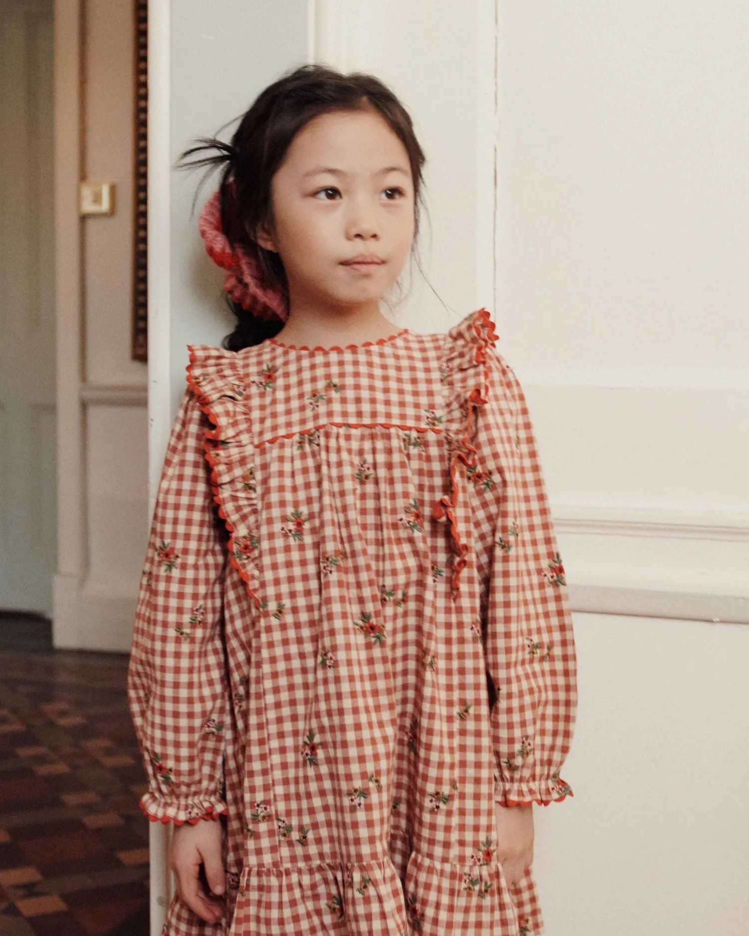 Emile et Ida Vichy Broderi kjole terracotta vichy