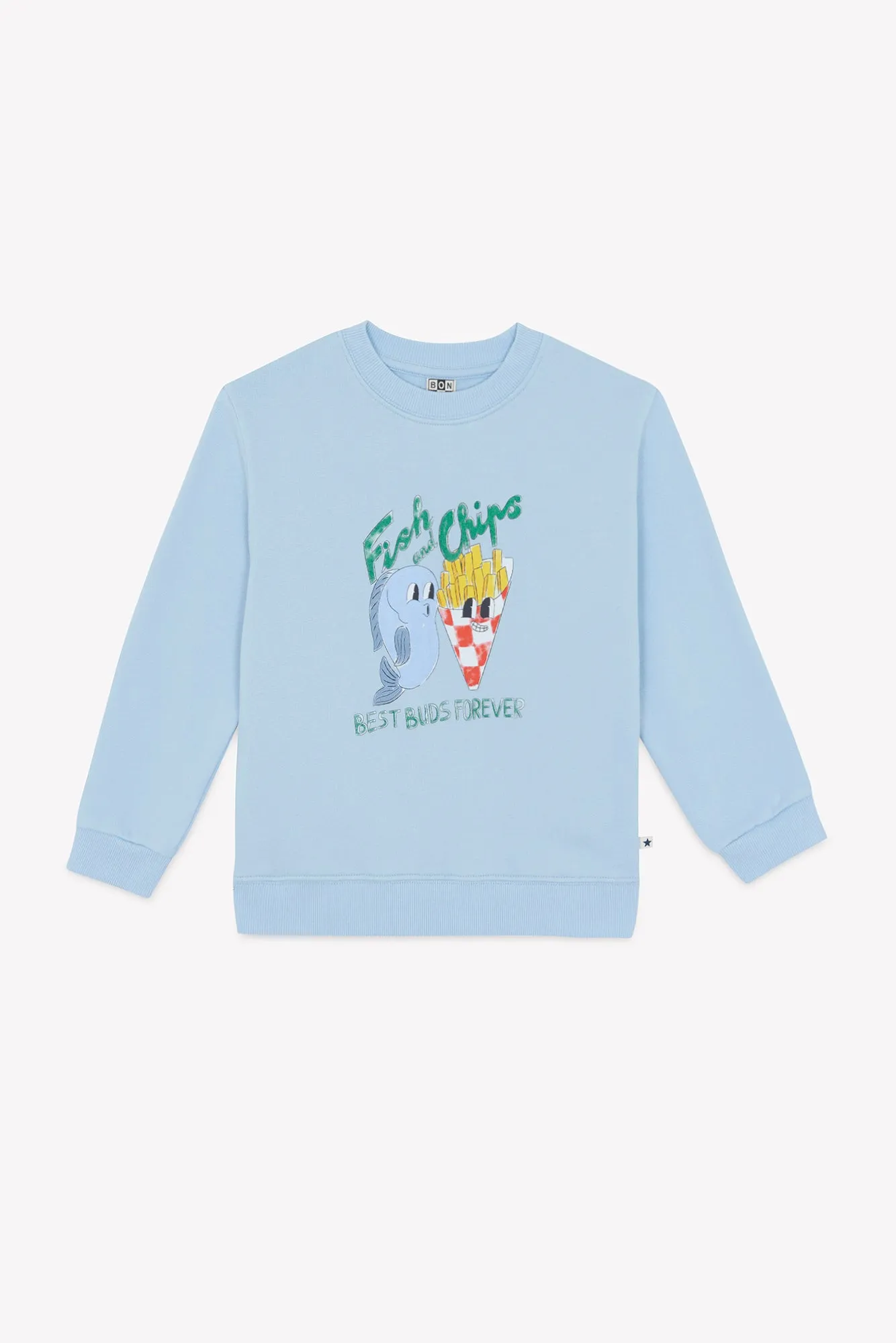 Bonton Smile Fish Bleu sweatshirt blå bomuld