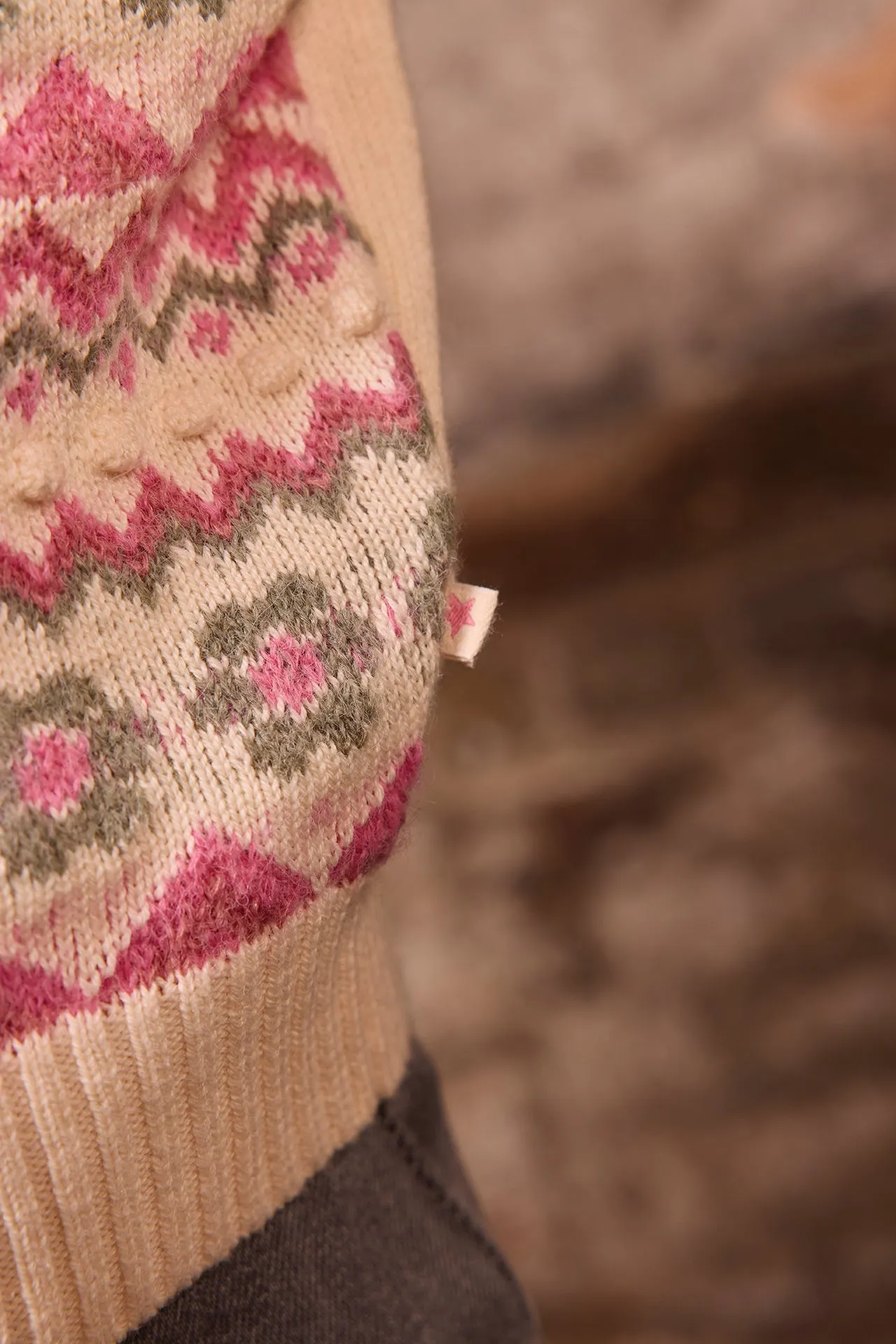 Bonton Pia cardigan milk uld jacquard 2-14 år