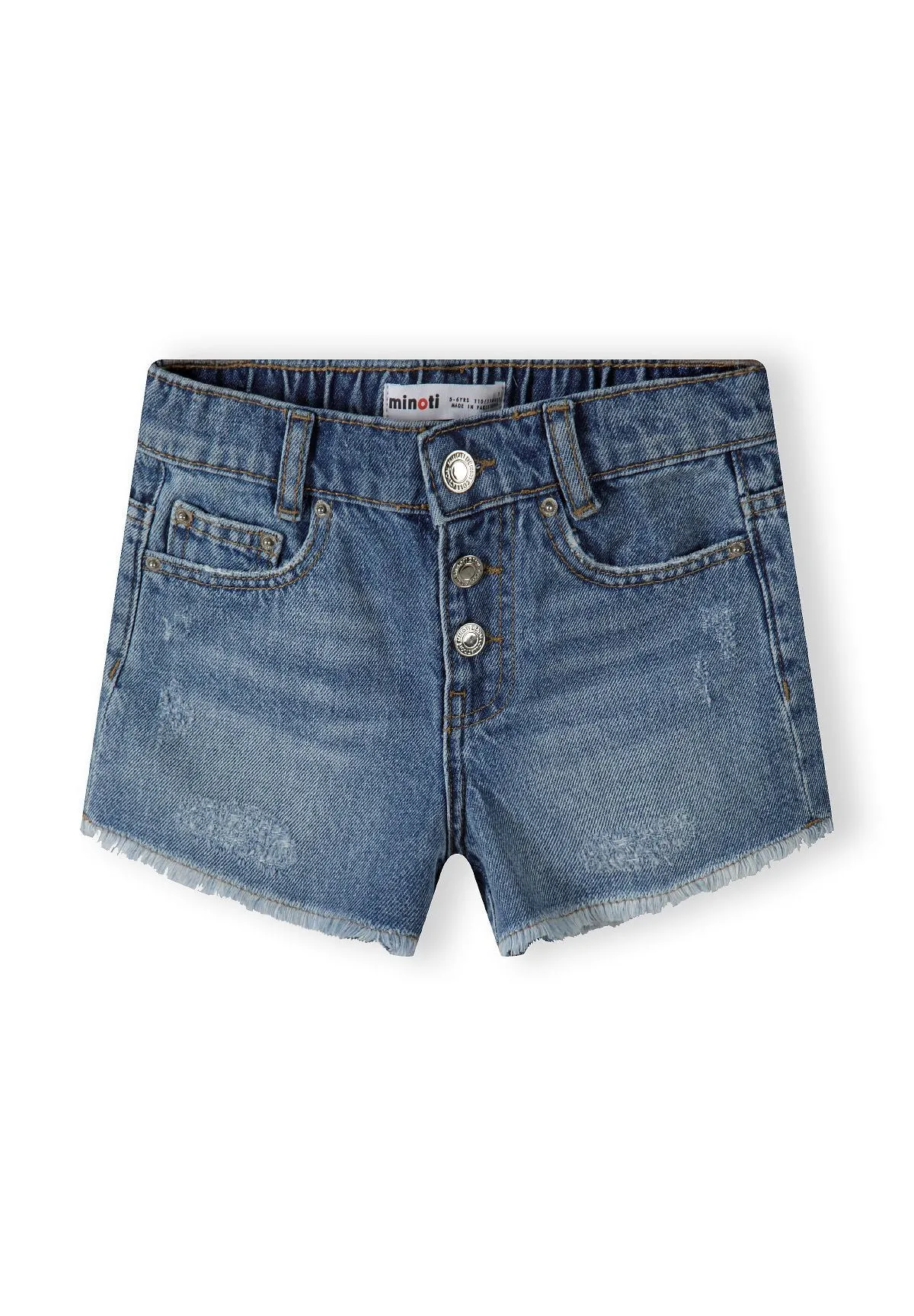 Minoti 42724 jeansshorts til piger blå flosset